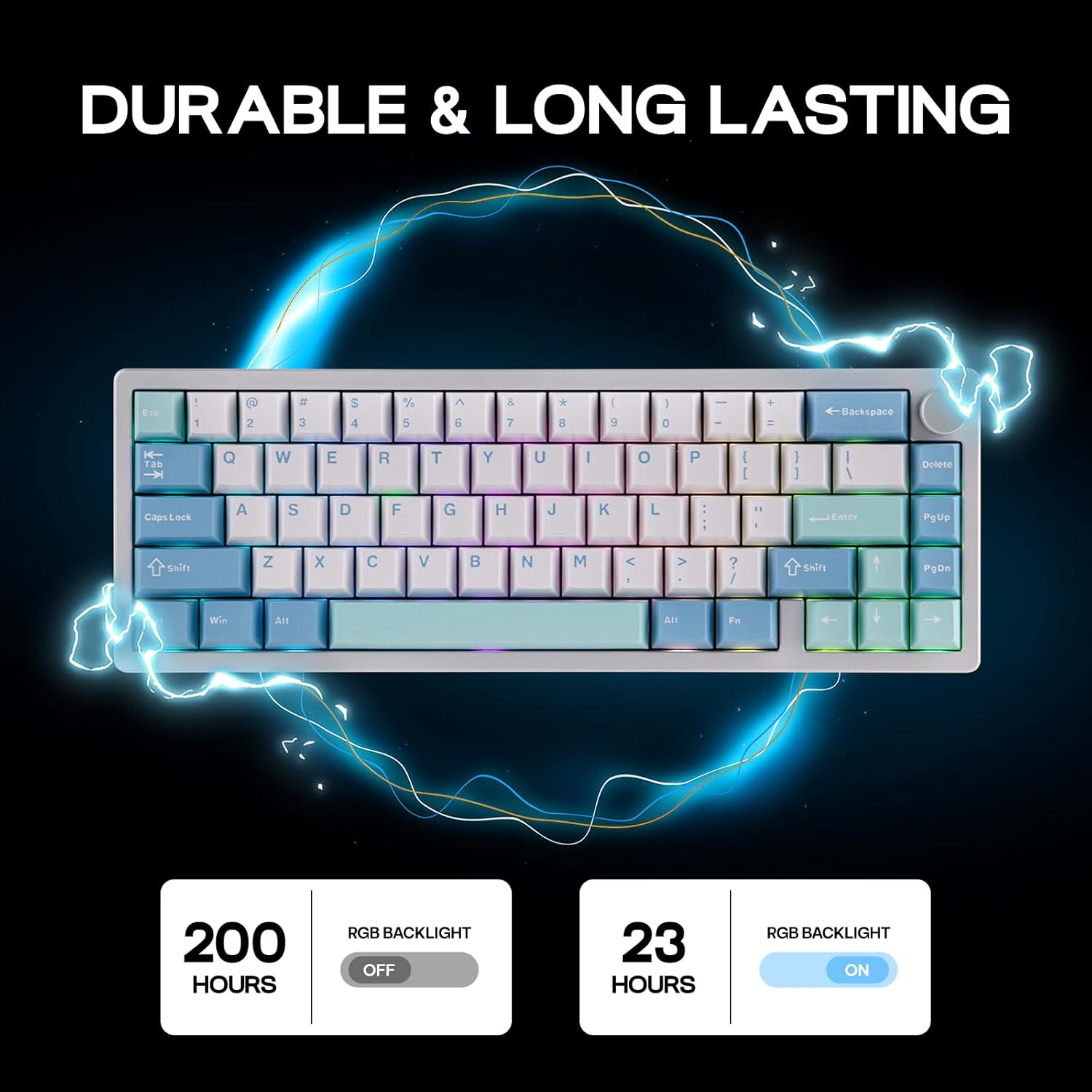 EPOMAKER Galaxy65 Wireless QMK/VIA Mechanical Keyboard, Ball-Catch Anodized Aluminum Custom Keyboard, Pre-Lubed Hot-Swappable Switch, RGB Backlit, Rotary Knob, 2.4Ghz/Bt/Type-C (Silver) - Silver image number 5