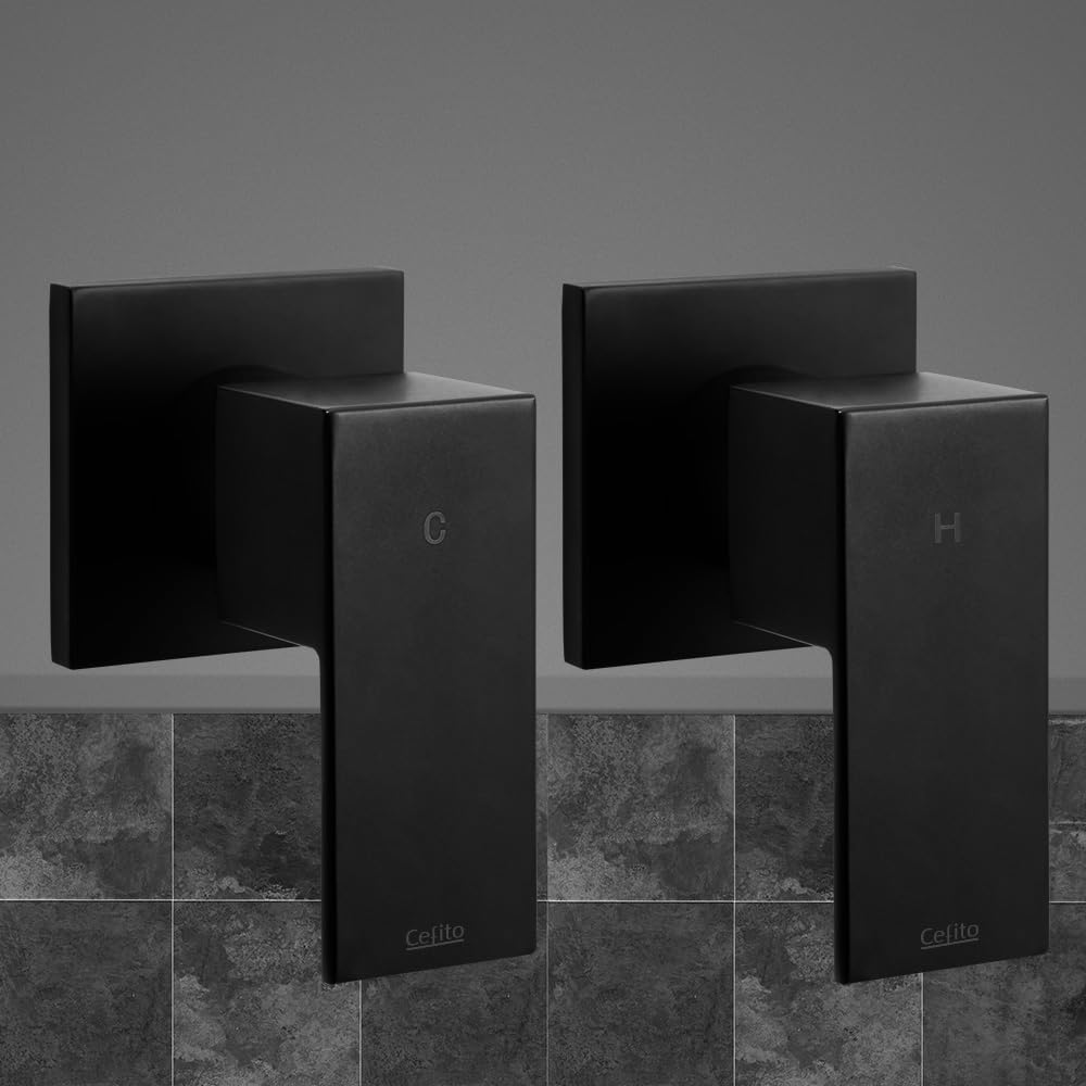 Cefito Shower Tap, 6 X 7 X 8.5Cm Mixer Showers Faucet Head Showerhead Tap Bath Accessories Bathroom Toilet Set Kitchen Fixtures Wall, for Hot and Cold Solid Brass Body Black image number 6