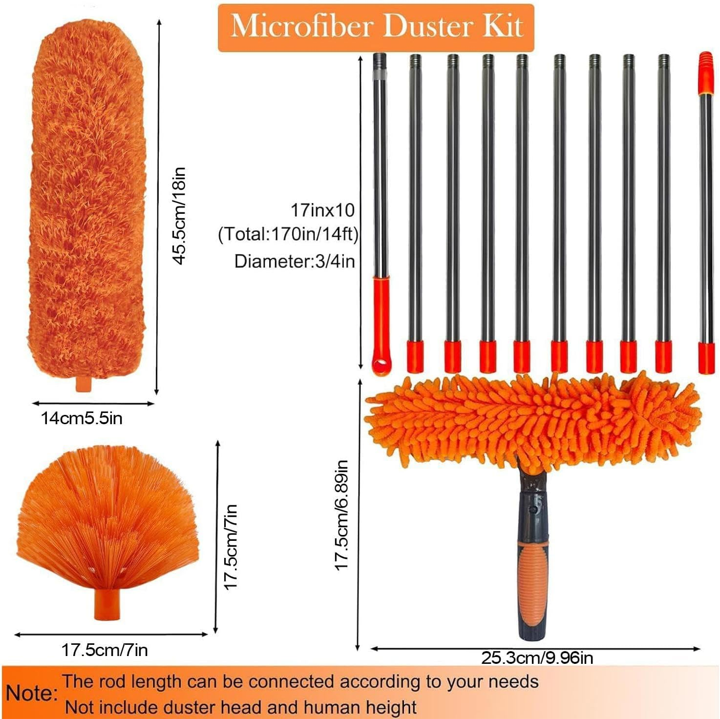 6M High Reach Dusting Kit with 4.25M Extension Pole | High Dusters, Microfiber Long Handle Cobweb Duster, Multi-Function Ceiling Fan Brush for Dusting Cleaning Window Lampshade Shelf image number 5