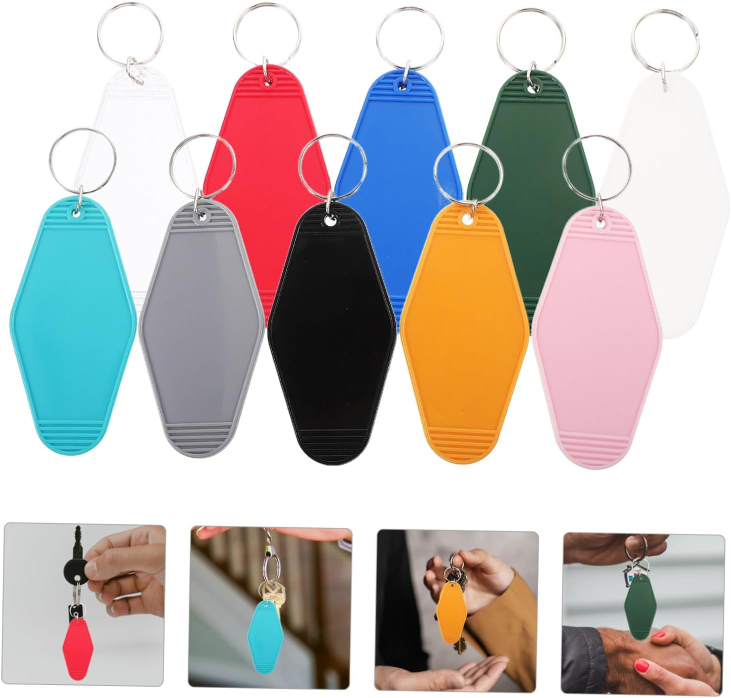 LRXIYODE 20Pcs Plastic Key Identification Tags Luggage Hanging Labels for Suitcases Backpacks Keys Reusable Keychain Tags for Travel and Bag Organization Random Color