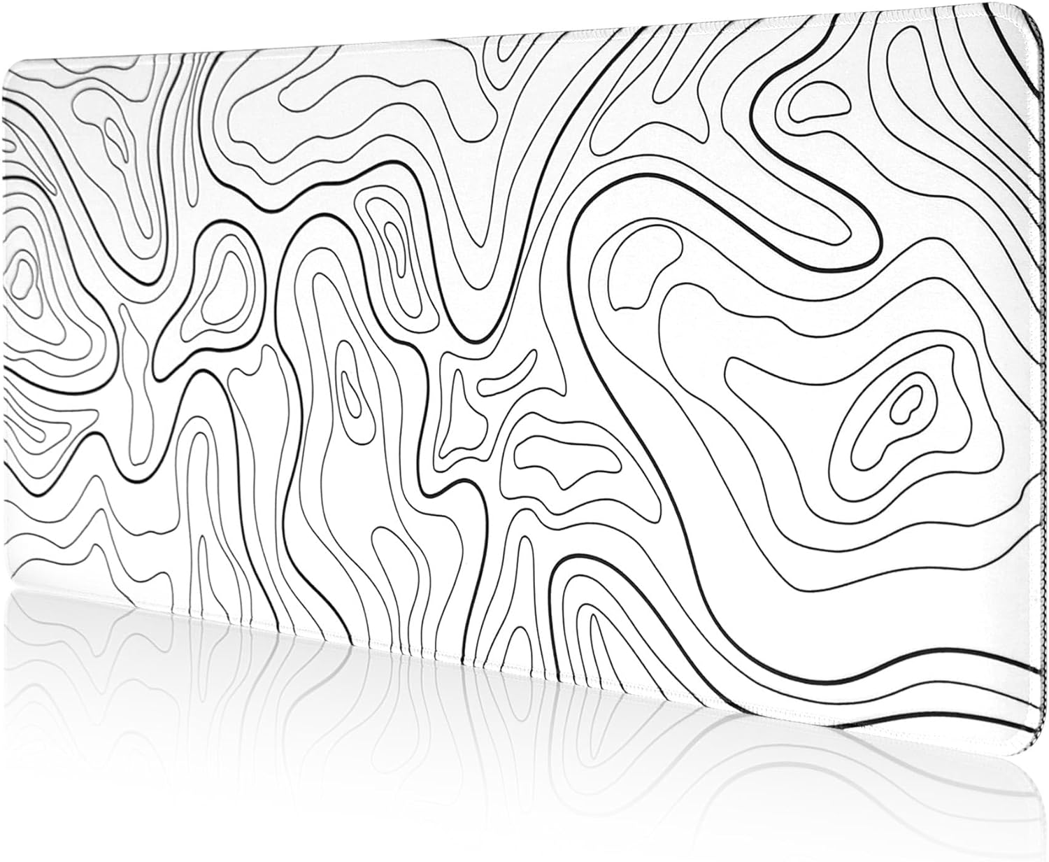 DAWNTREES 140X60Cm Mouse Pad,Gaming Mouse Pad Keyboard Pad, Topographic Desk Pad Black and White Mouse Mat for Keyboard with Anti-Slip Rubber Base. (White Topographic, 140X60Cm) image number 6