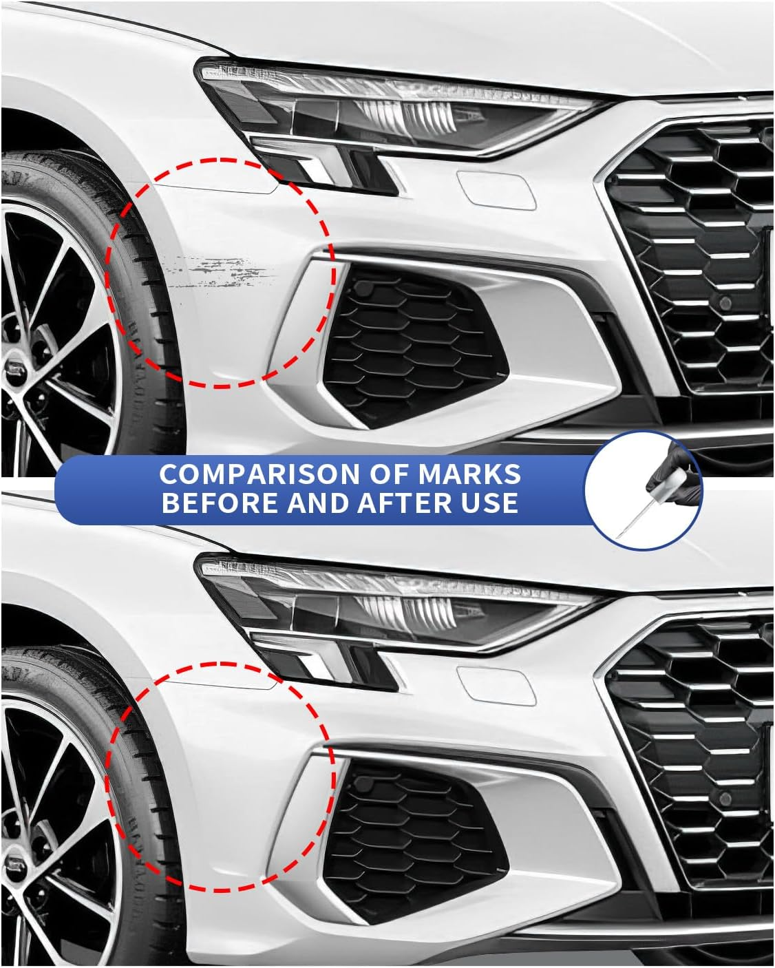 Glacier White Metallic(Ls9R/2Y) Touch up Paint Repair Kit Compatible with Audi - DIY Kit Exactly Matches Chips and Nicks image number 5