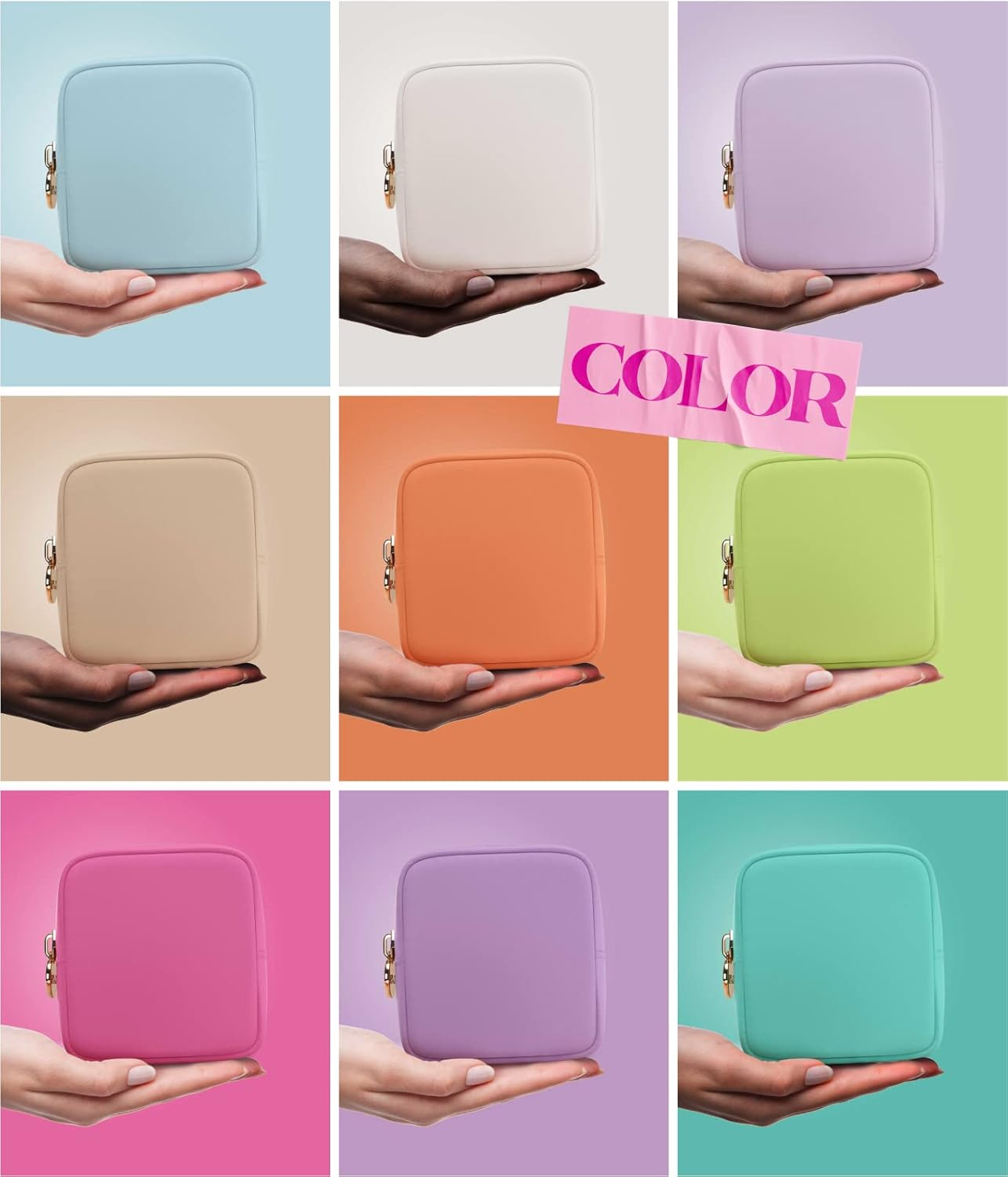 Embla Makeup Bag - Travel Pouch, Toiletry Bag, Organizer, Nylon Cosmetic Zipper Pouches Clutch, Coin Purse, Storage Make up Bags Mini, Small, Large for Women, Girls, Men, Black, Mini