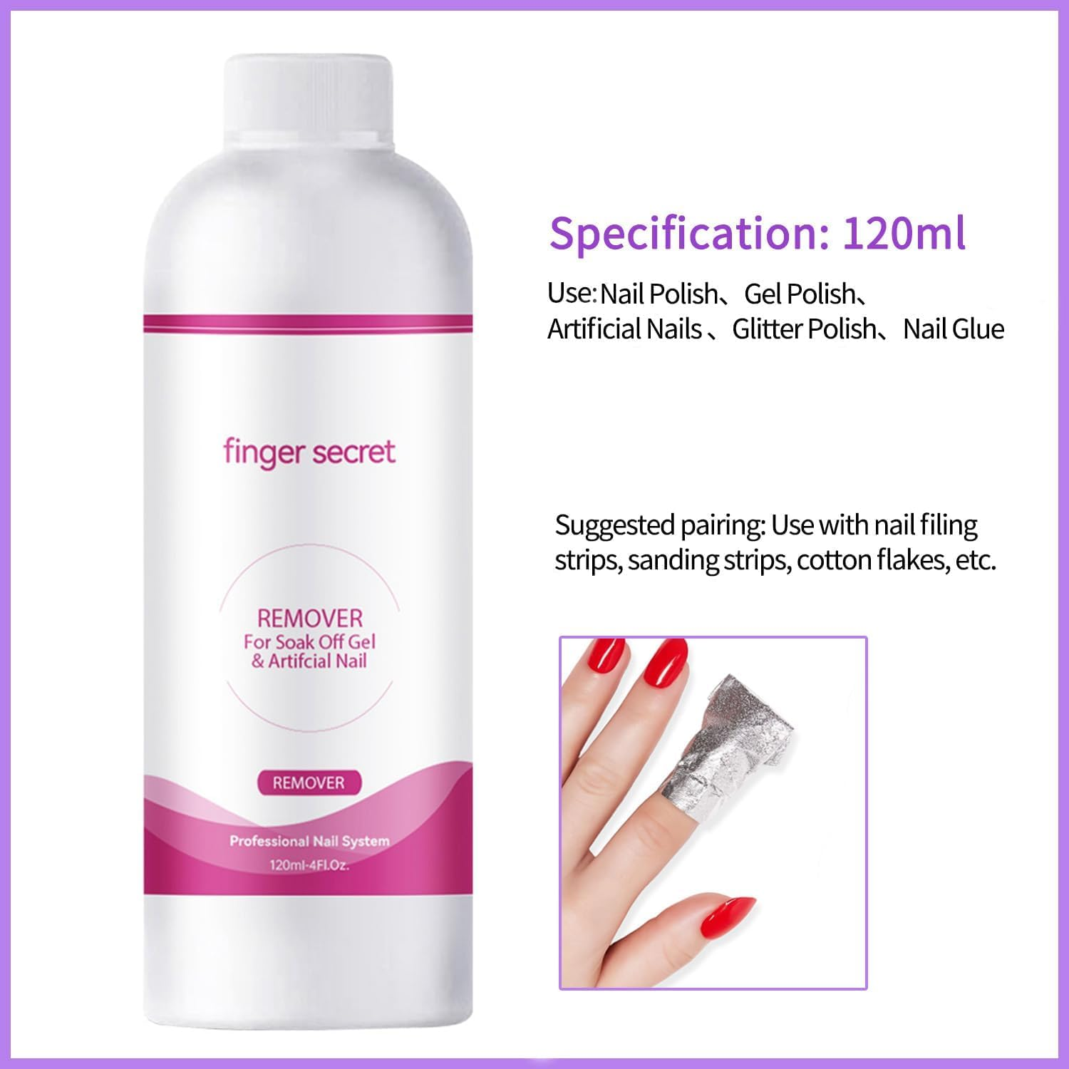 Gel Nail Polish Remover Kit Nail Polish Gel Remover 120Ml & Nail Brush Cleaner 120Ml Professional Gel Remover Quickly Clean Nail Brushes with Glass Cup Nail Cleaning Pads for Nails image number 4