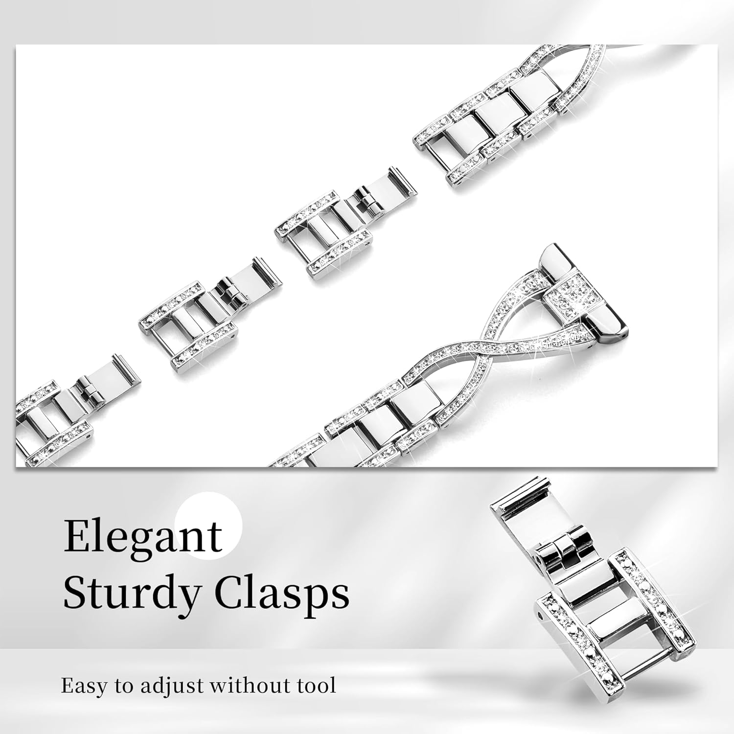 Ocaer Compatible with Samsung Galaxy Watch 7/FE/6/5/4 40Mm 44Mm, Galaxy Watch 6 Classic 43Mm 47Mm, Slim Bling Metal Samsung Watch Band for 20Mm Samsung Galaxy Watch 5 Pro /4 Classic, for Women Girls - Gold image number 6