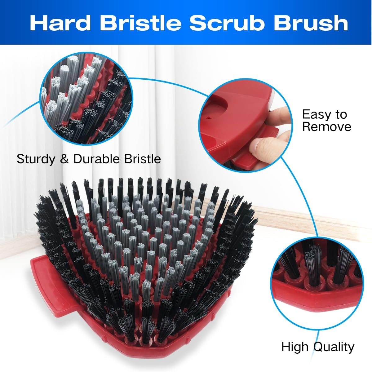 Scrubber for Vileda Turbo Easywring Floor Mop Scrubbing Brush Cleaning Brush for Bathroom and Kitchen Tiles(Filled with Bristle Brushes) image number 2
