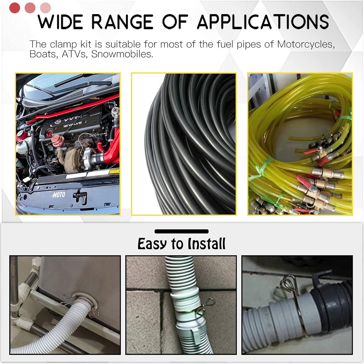 Hilitchi 450Pcs 17Sizes Fuel Line Hose Tubing Spring Clips Clamps Hose Fastener Assortment Kit for Motorcycle Scooter ATV, 5-22Mm image number 5