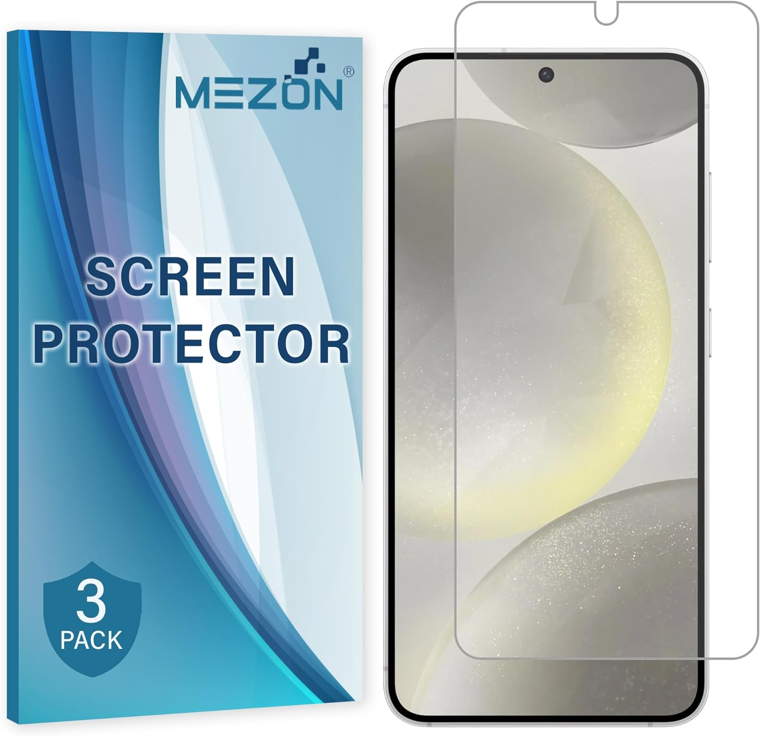 MEZON [3 Pack] Samsung Galaxy S25 / S24 (6.2") Premium Hydrogel Clear Fingerprint Unlock Edge-To-Edge Full Coverage Screen Protector Film (Galaxy S25, Hydrogel) image number 3