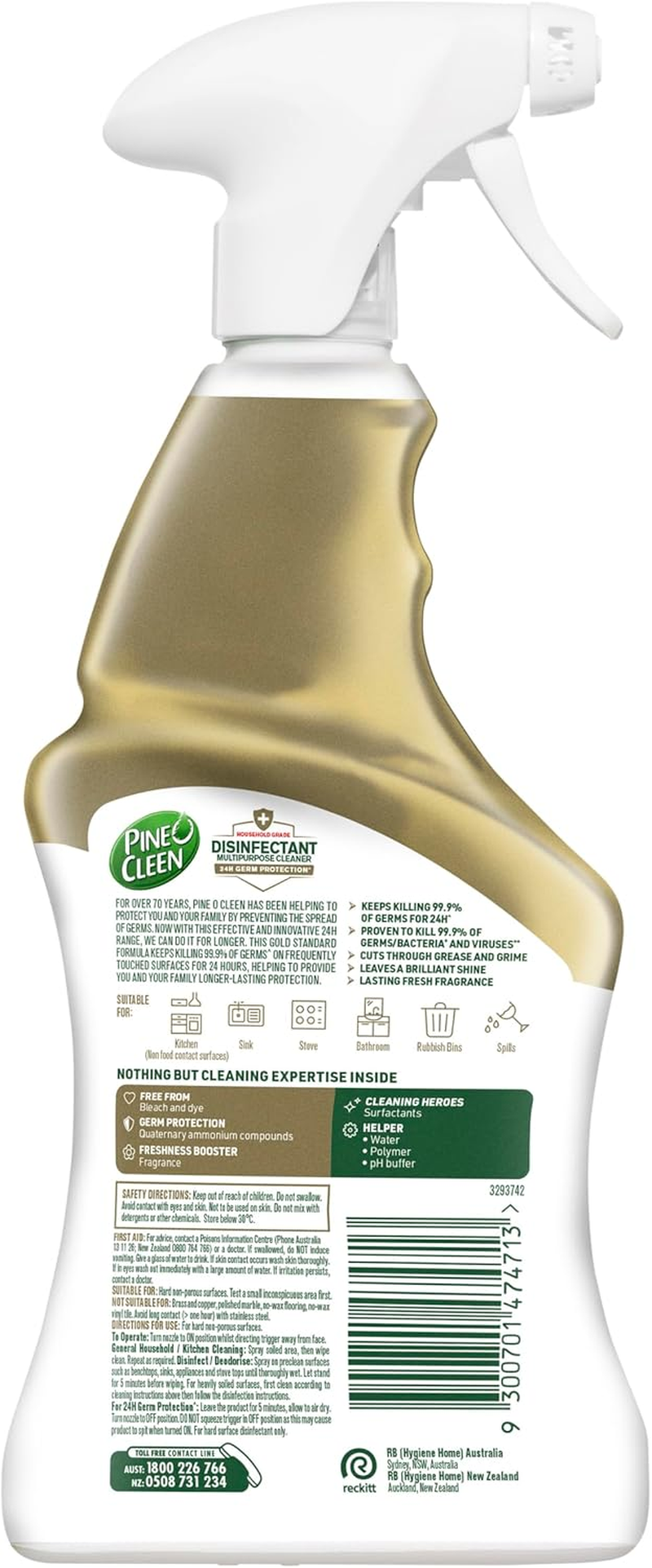 Pine O Cleen 24H Germ Protection Disinfectant Biodegradable Lemon Lime Multipurpose Cleaner 500 Ml (Pack of 2) image number 5