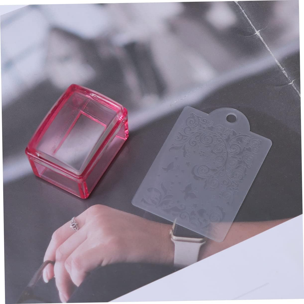 ELAYARD Silicone Nail Stamper Kit for Diy Manicure Red Rectangle Nail Art Stamping Tool for Home and Salon Use image number 5