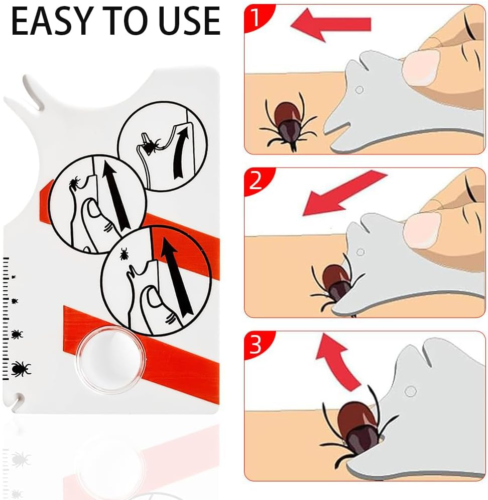 JCUQGDOO Tick Card for Human, Dog, Cat, Pack of 2 Tick Cards Children with Magnifying Glass, Quick Cleaning of Ticks, Tick Card for People, Children, Dogs, Cats image number 3