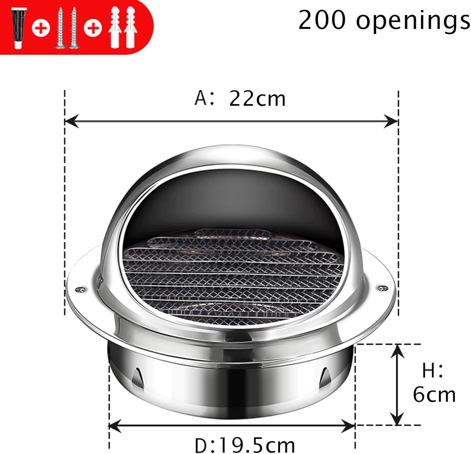 Vent Hood, Stainless Steel Ventilation Cap, round Louver Grille Cover, Wall Mount Exhaust Covers Vents Outlet, Wall Mount Air Ducting Ventilation Outlet