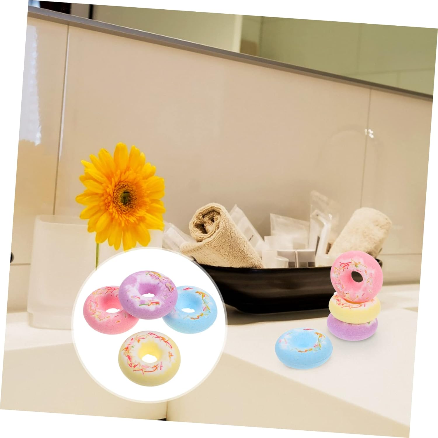 MERRYHAPY 4Pcs Adorable Doughnut Bath Salt Balls Spa for Boys and Girls Adults Random Color image number 2