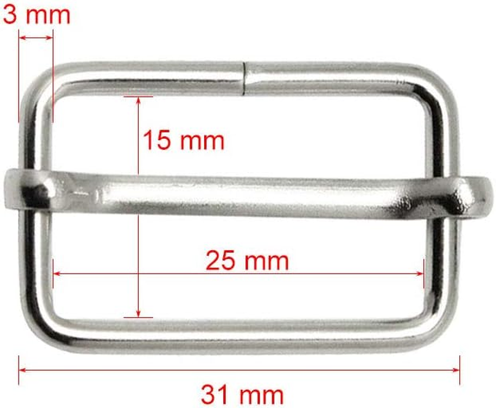 Onwon 50 Pieces Slide Buckle 1 Inch Metal Tri-Glide Slides Silvery Roller Pin Buckles Rectangle Adjustable Webbing Slider for Fasteners Strap Handbag Backpack Suspenders Belt DIY Accessories image number 2