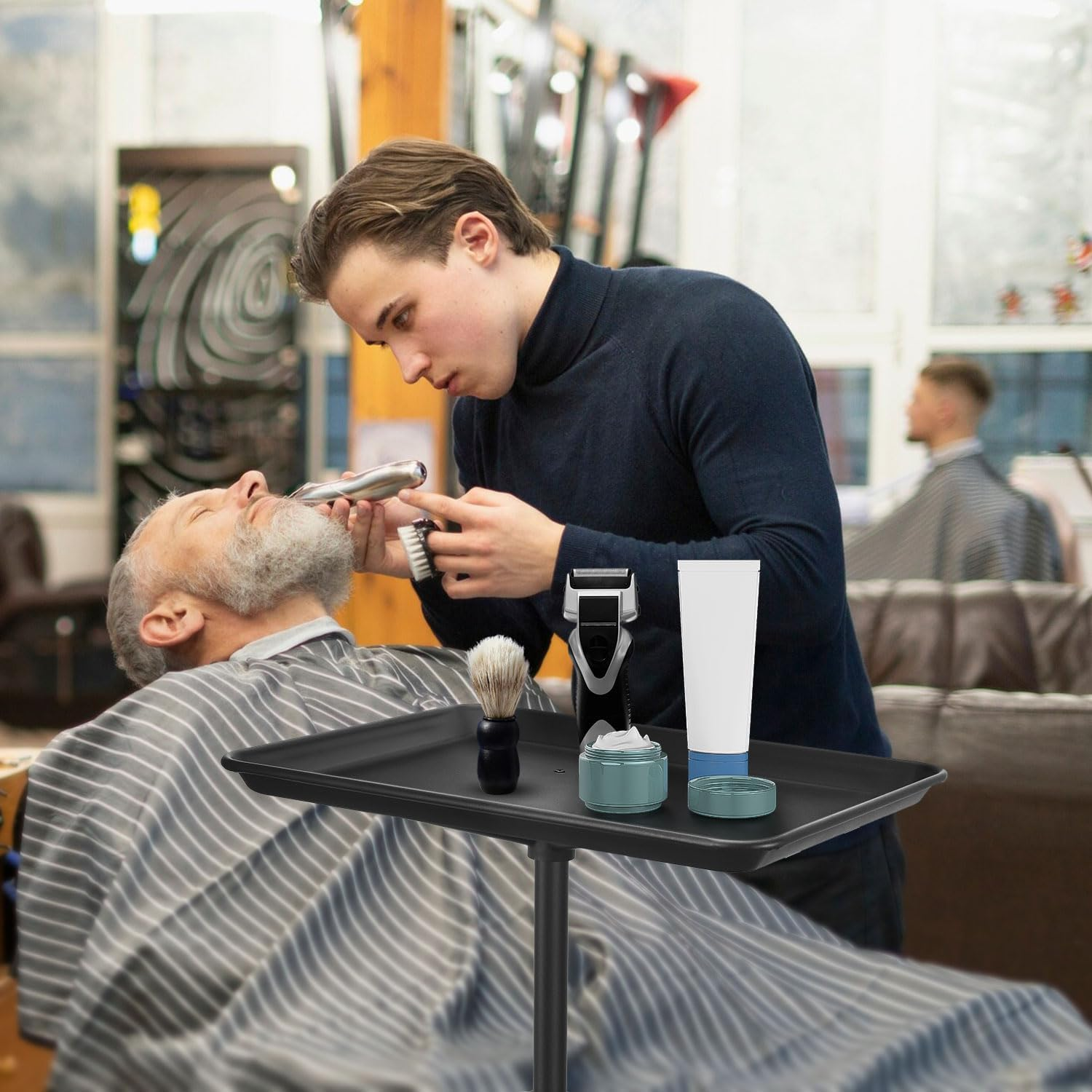 Salon Tray Cart Salon Rolling Tray, Tattoo Tray with Wheels Adjustable Height, Service Storage Tray Trolley for Beauty Clinic Spa image number 4