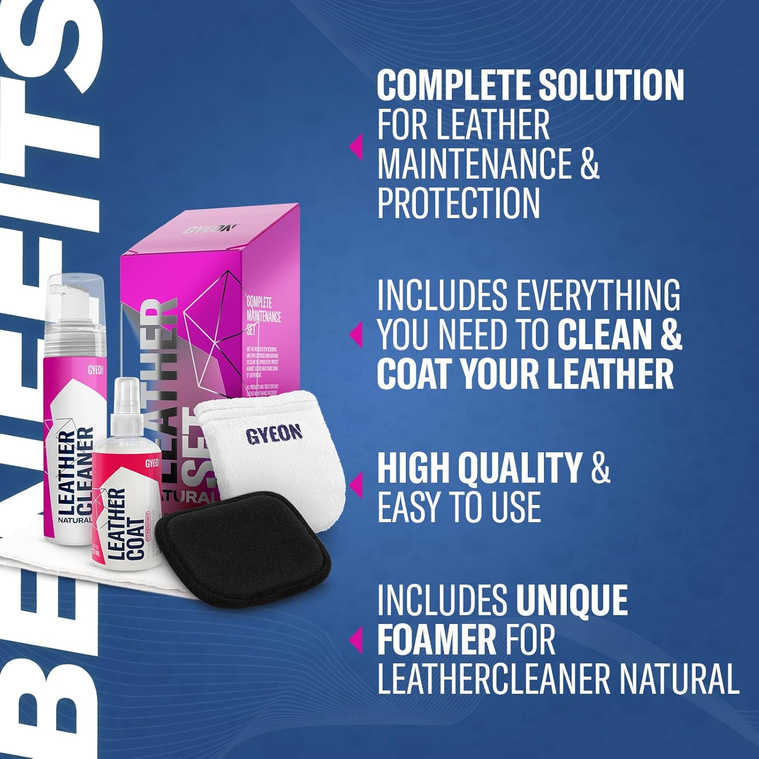 Gyeon Q&sup2;M Leatherset Natural - All in One Car Leather Cleaner and Coating Kit - Clean and Protect Your Cars Leather Interior and Seats - Automotive Leather Protection image number 5