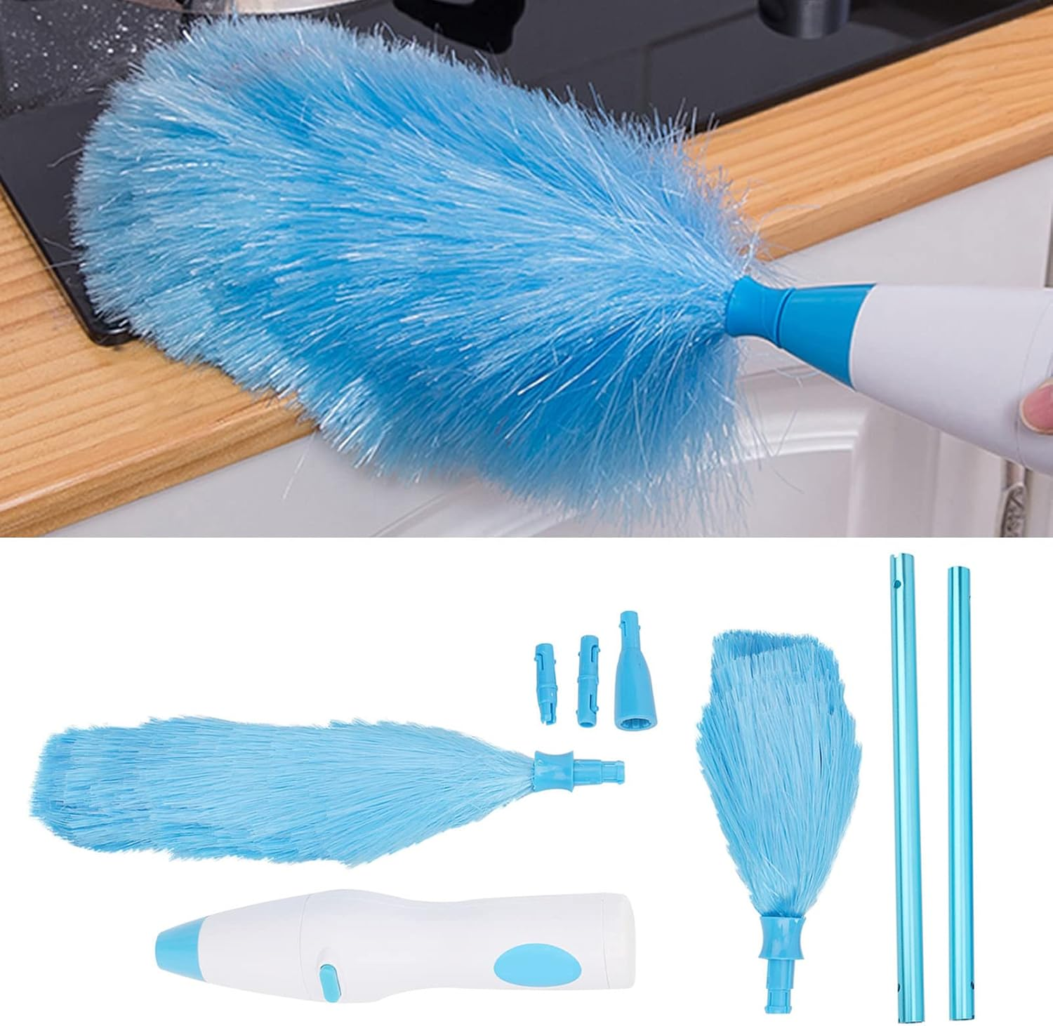 Electric Feather Duster with Bendable Design for Dusting, Window Blinds Furniture Tool for Home and Office image number 5