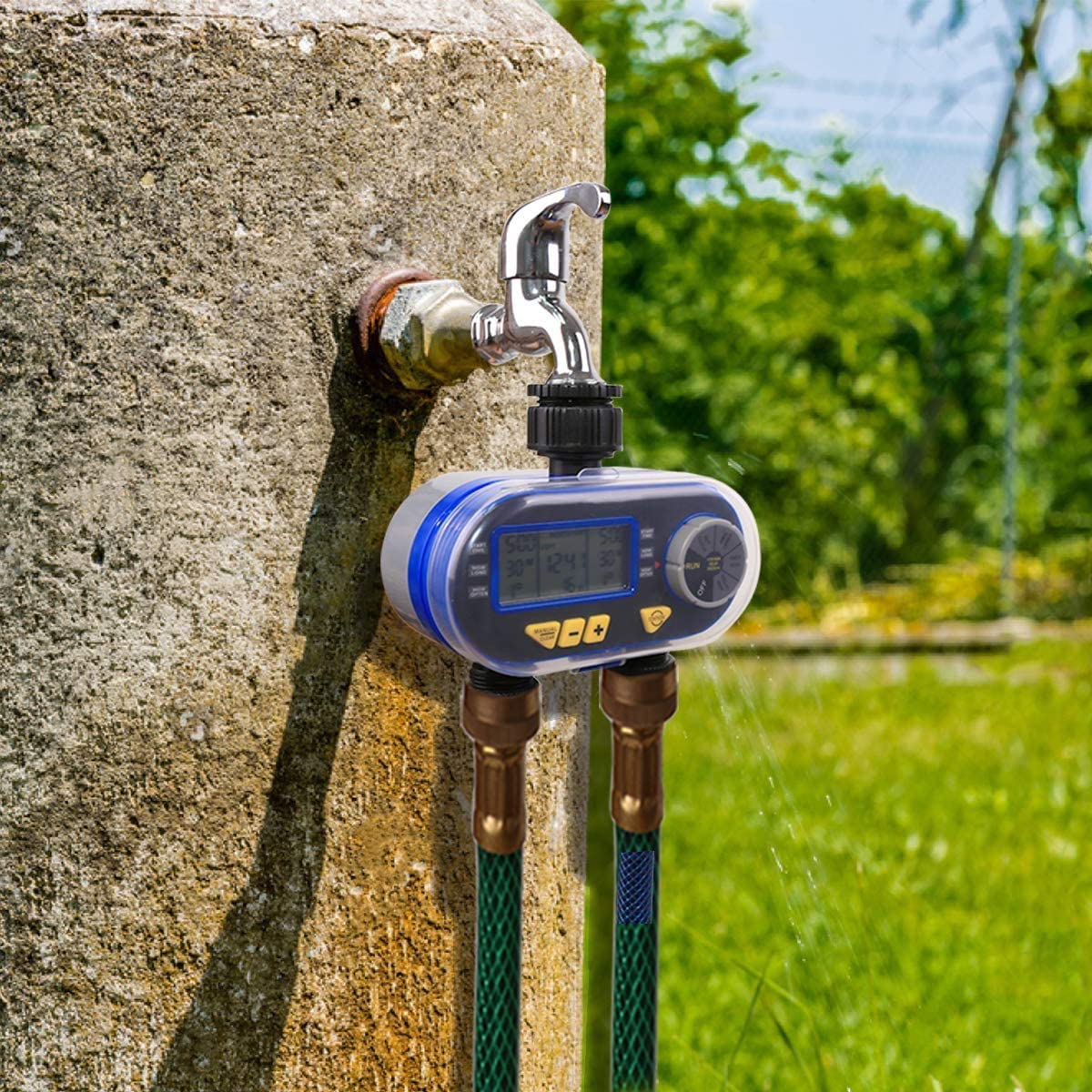 2 Outlet Water Tap Automatic Hose Timer Digital LCD Screen Lawn Irrigation Controller image number 3