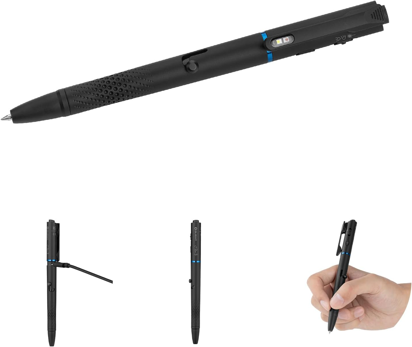 OLIGHT O'Pen 3 EDC Pen Light 120 Lumens with Green Beam, Red Light & White Light LED Pen Clip Light - Rechargeable Clip Torch for Writing, Offices, Outdoors, Gift & Collection (Orange)