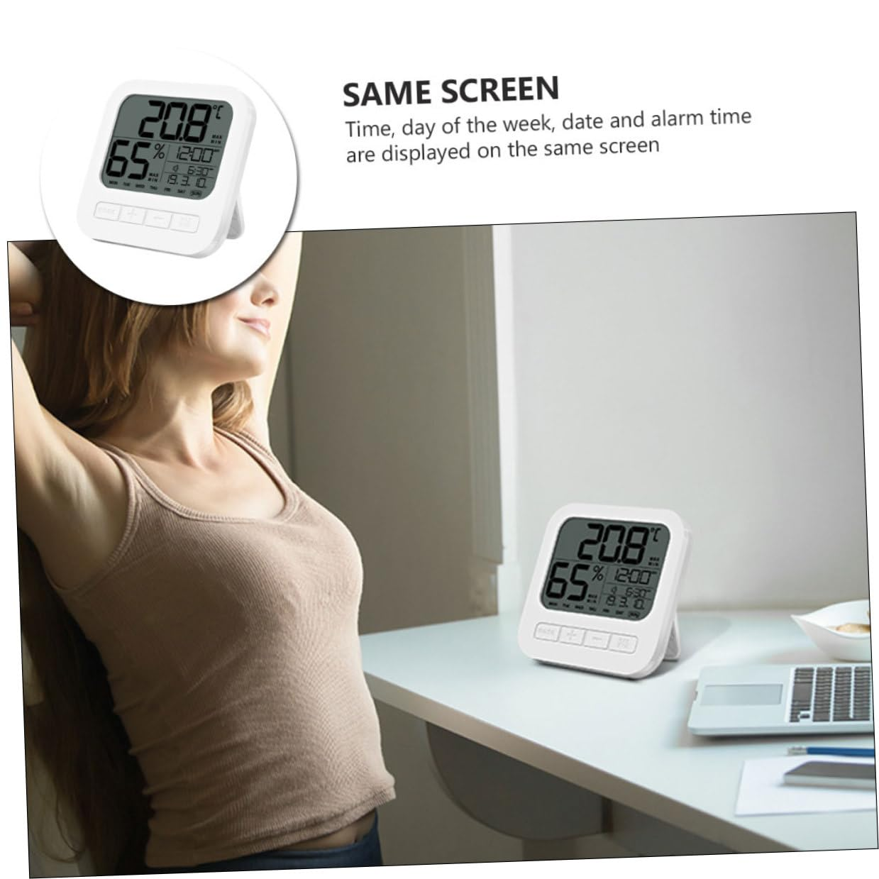 High Accuracy Indoor Thermometer Hygrometer with LCD Display Temperature Humidity Monitor for Nursery and Home Celsius Fahrenheit Alarm and Snooze Functions Wall-Mountable And