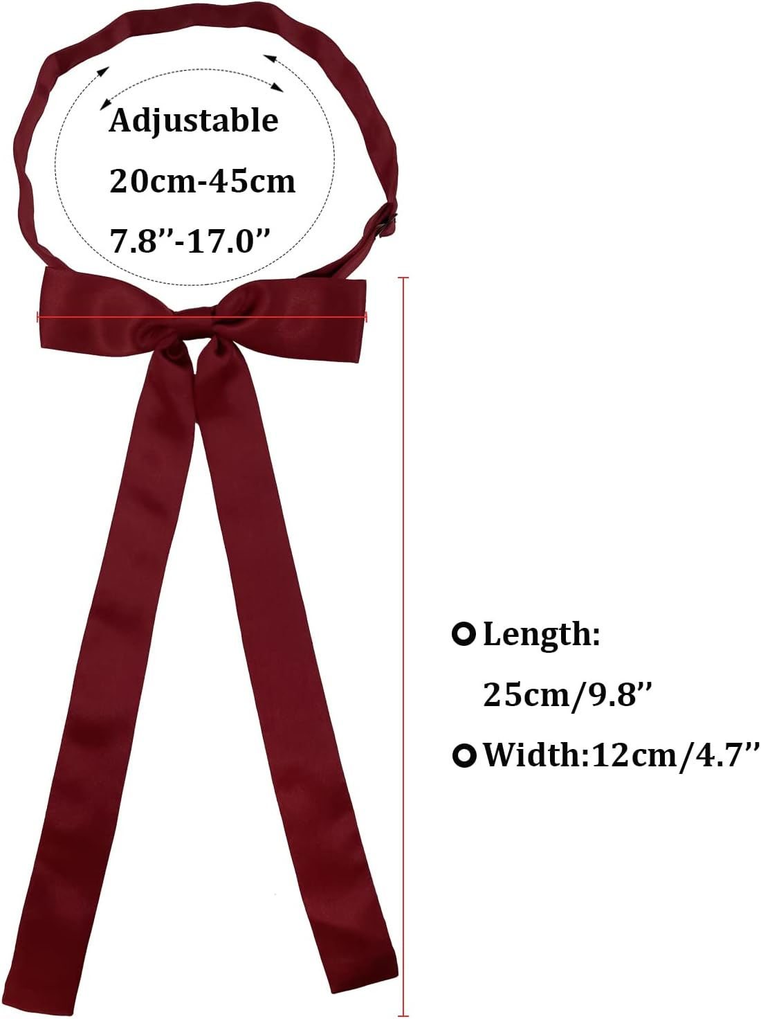 AUSUAYA Women Long Pre Bow Tie, Adjustable Ladies Western Satin Neck Ties for T-Shirt Decoration Valentine'S Gift GB-WT-01 image number 6
