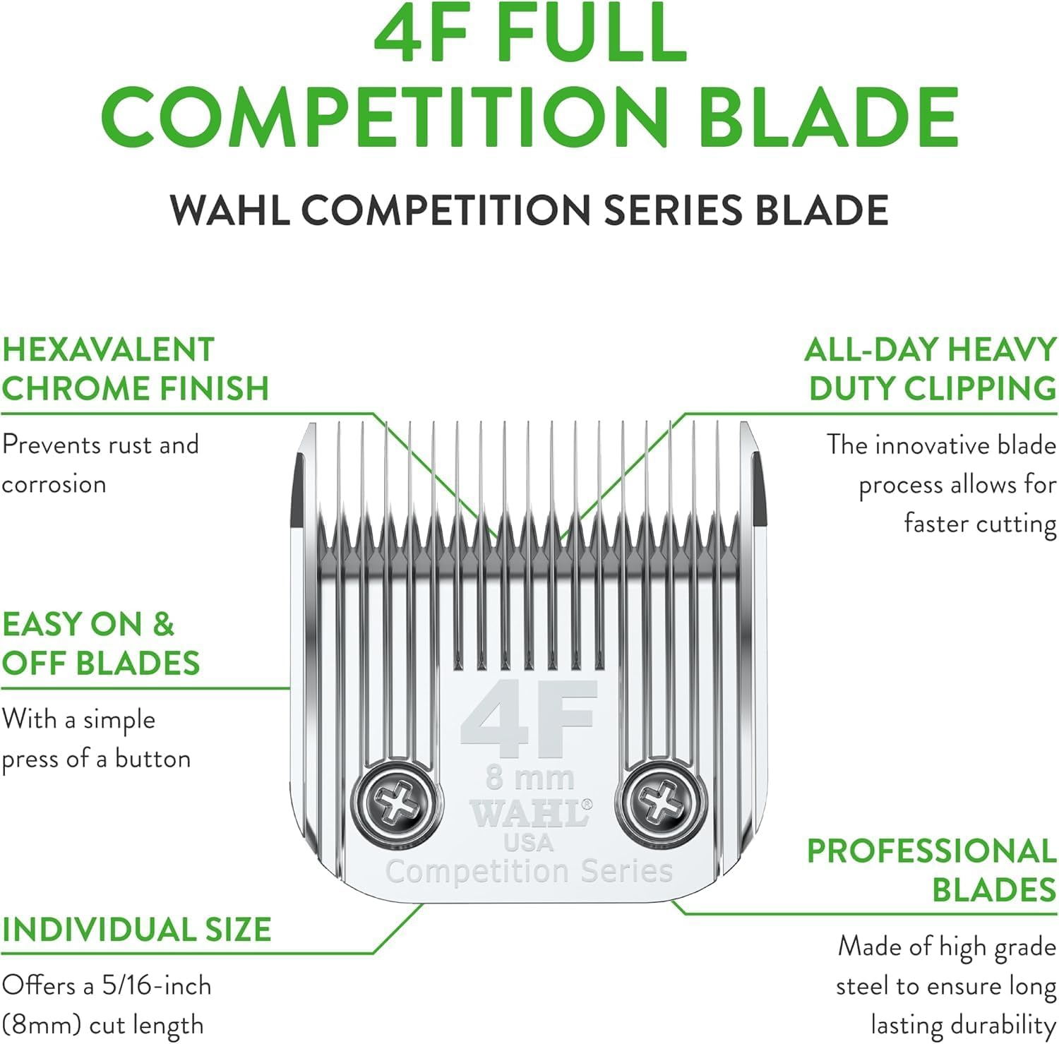 WAHL Professional Animal 4F Full Competition Blade 5/16" 2375-100, Steel image number 6