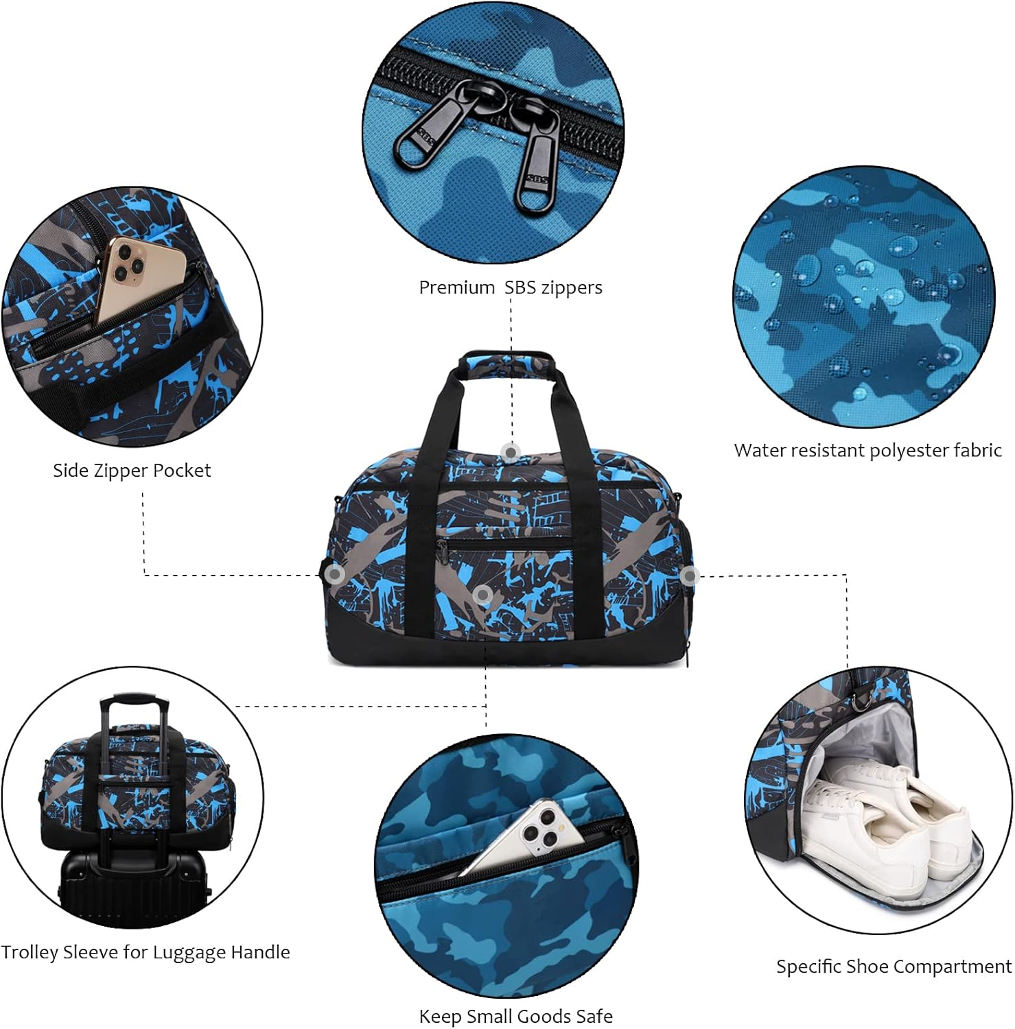 Octsky Sports Gym Travel Weekender Duffel Bag for Men Boys with Shoe Compartment & Wet Pocket, Sleepover Bag or Kids, Graffiti-Red image number 6