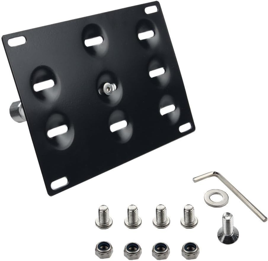 Dewhel JDM Front Bumper Tow Hook License Plate Mount Bracket Holder Tow Hole Adapter Bolt on for Nissan 370Z Juke GT-R Infiniti G37/Q60 Coupe image number 1