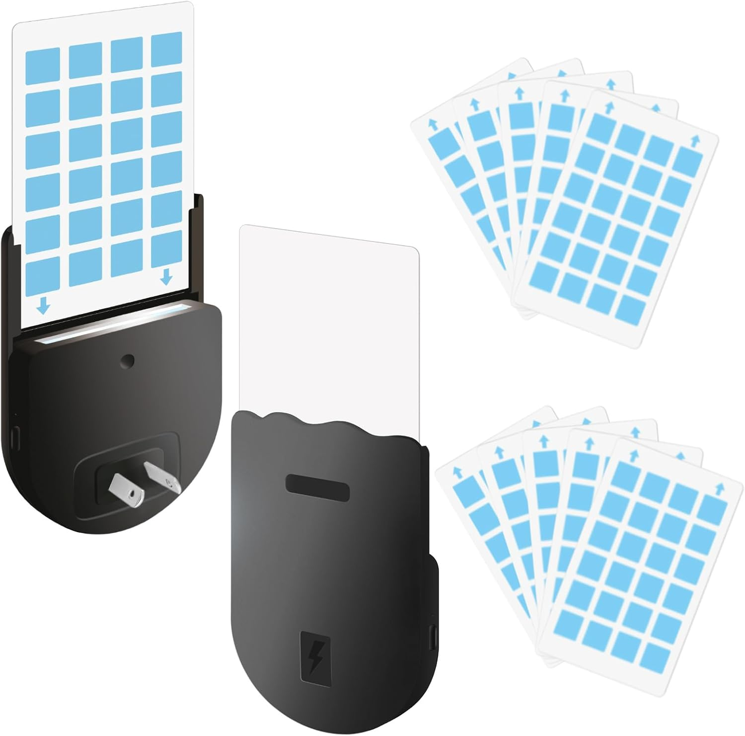 2 Flying Insect Trap Bases & 10 Sticky Glue Cards, Plug-In Fruit Fly Traps Effective for Gnats, Moths, Mosquitoes, Flies, Indoor Insect Trap with Night Light for Kitchen, Bathroom, Bedroom (Black) image number 1