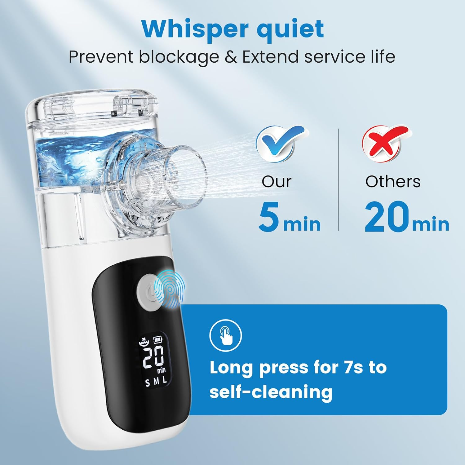 Nebulizer,Portable Nebulizer for Adults and Kids, Portable Nebulizer for Travel and Home Use, Rechargeable Nebulizer with a Remaining Power Display and 3 Optional Gears image number 2