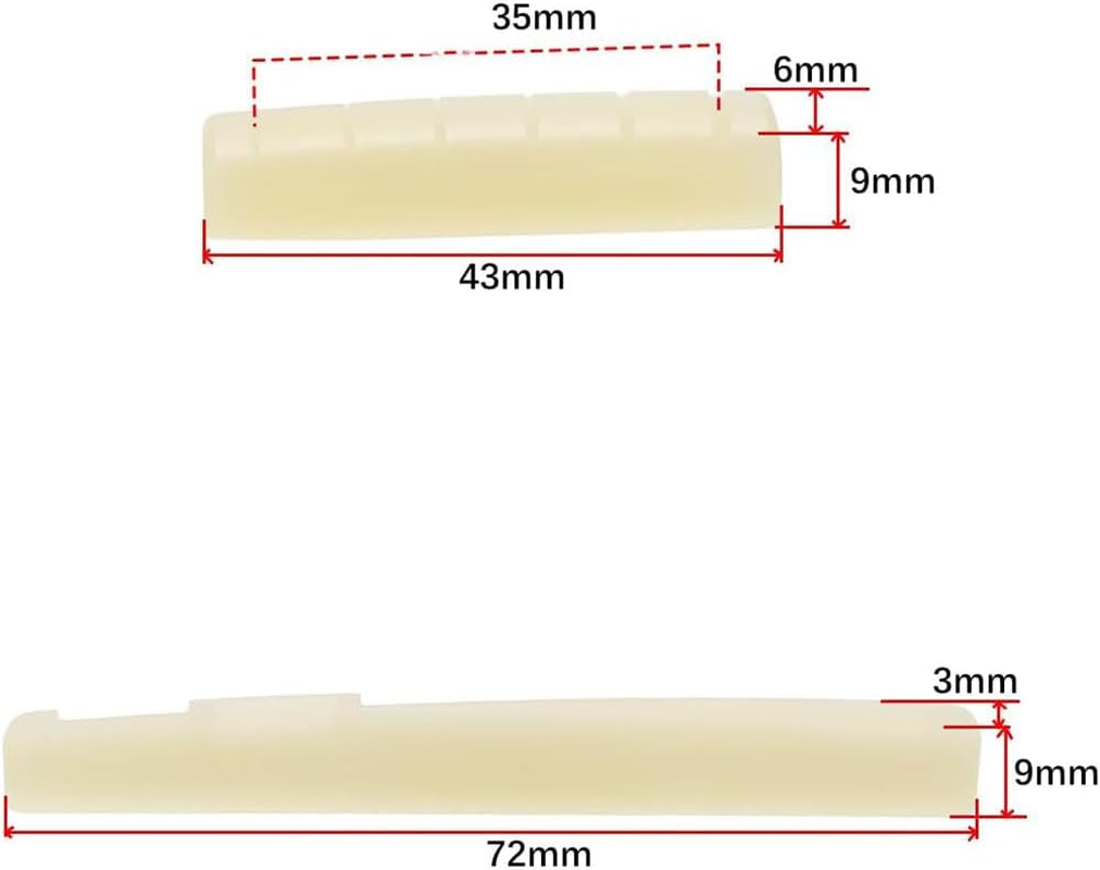 Acoustic Guitar Bone Bridge Saddle and Nut - 2 Sets for 6 String Guitar - Cattle Bone (Unbleached)