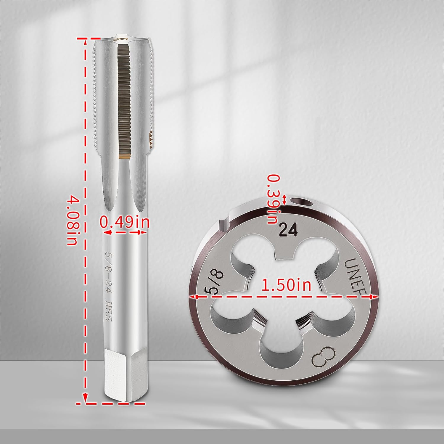 AUTOKAY New HSS 5/8"-24 UNEF Right Hand Thread Tap and Die Set (5/8X24) RH