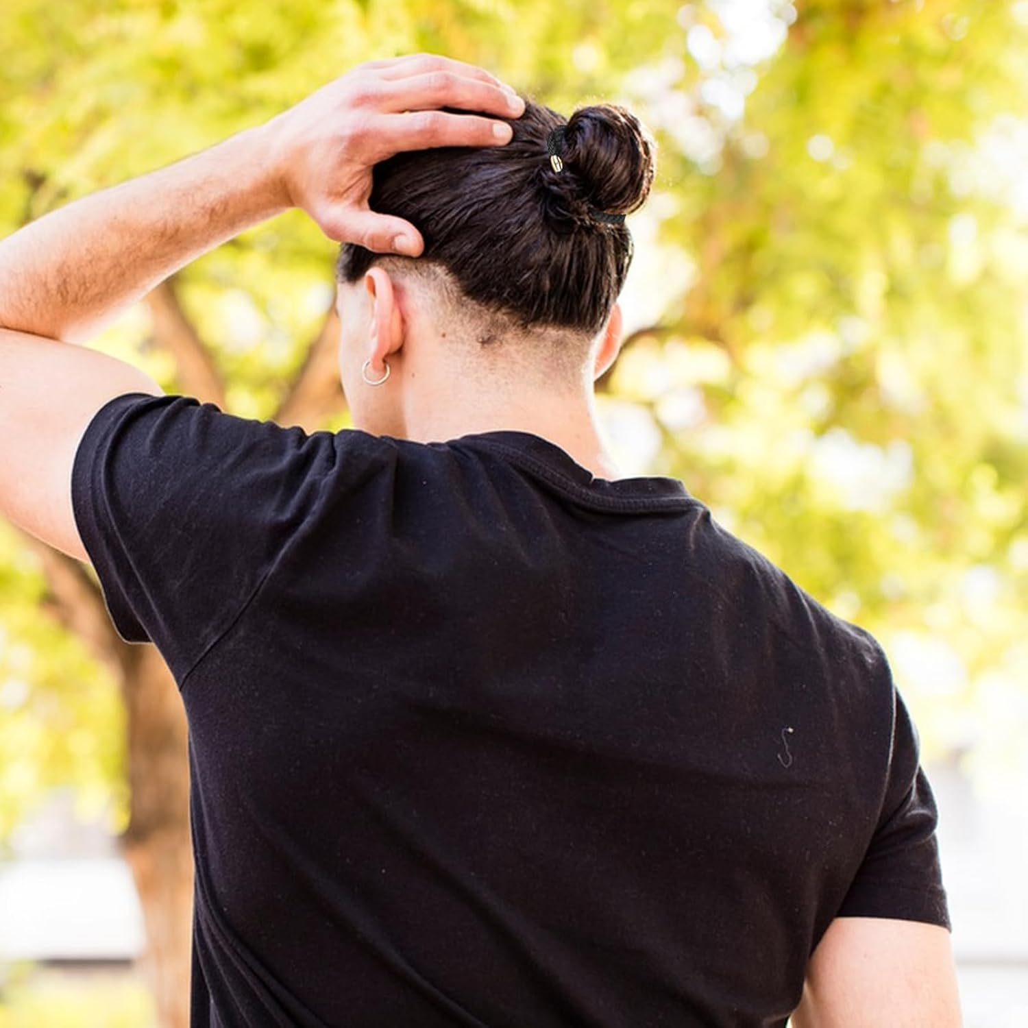 Set of 10 Men'S Hair Bands, Black - Tear-Resistant Nylon Scrunchies with 4-Way Stretch for Non-Slip Hold - Ideal for Sports, Everyday Life and as a Stylish Bracelet image number 5