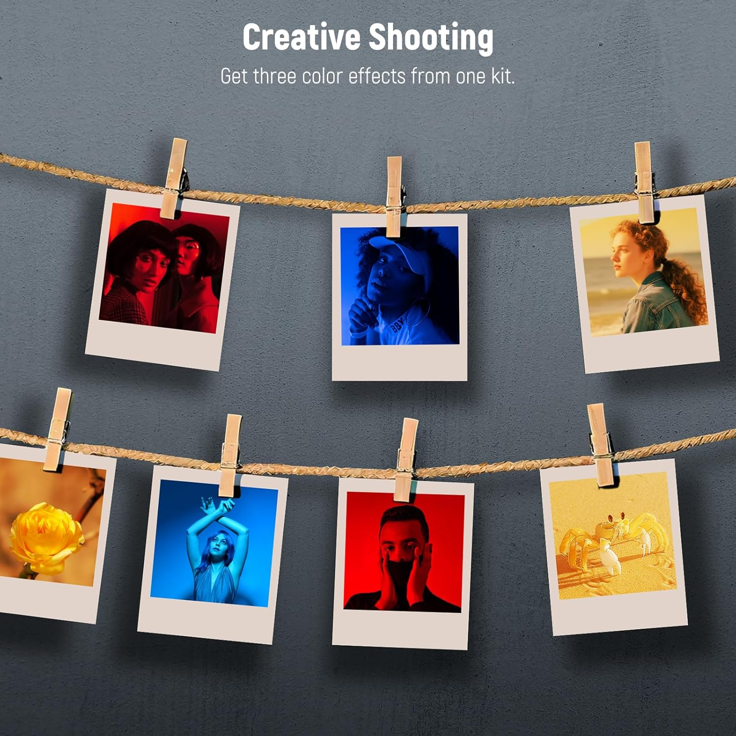 NEEWER Lens Filter Set Compatible with Polaroid Go Camera, 3 Pack Snap on Color Gel Filter Accessories Kit (Red, Blue, Orange) for Creative Photography, FL-B18 image number 5