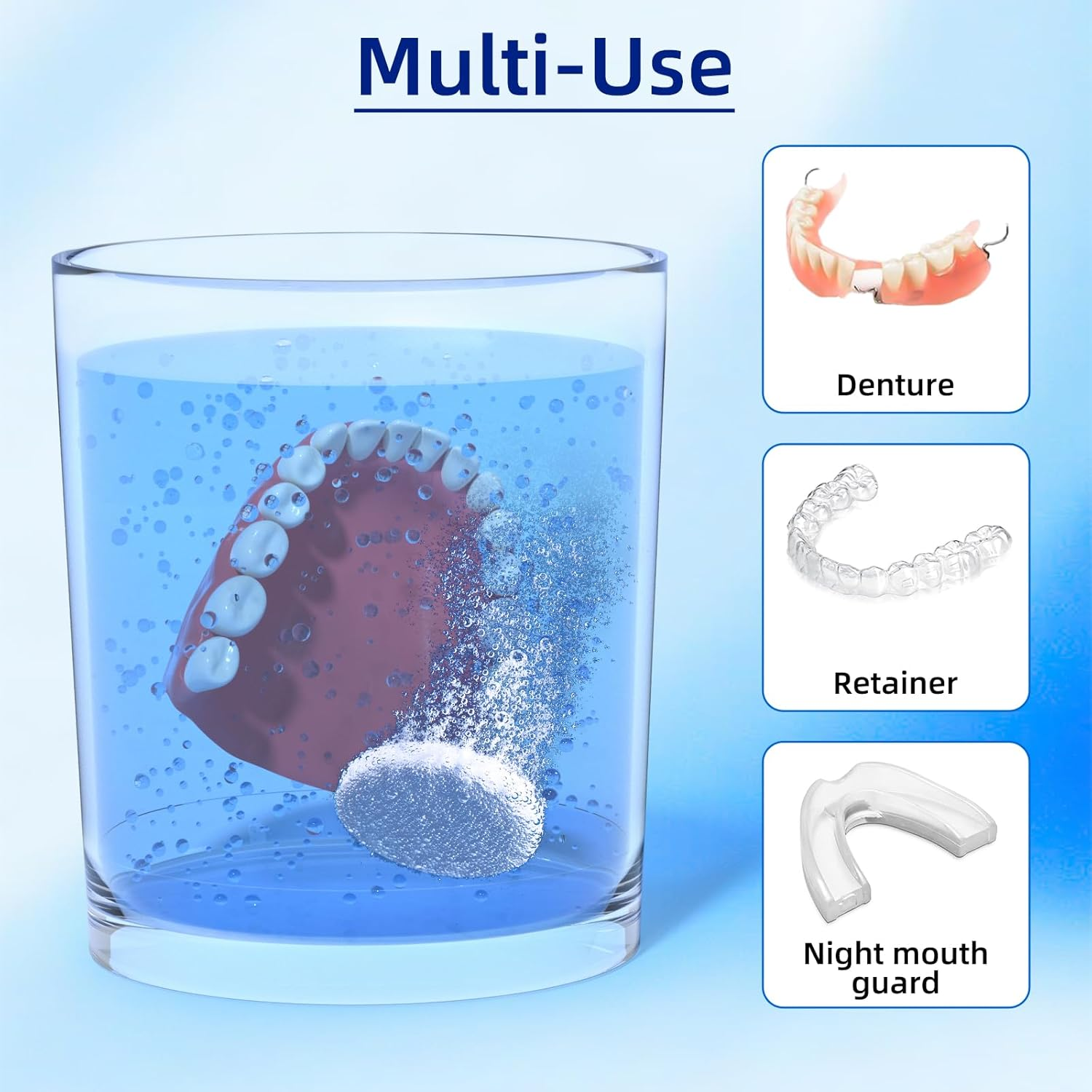 Y-Kelin Retainer Cleaner Tablets 120 Tablets for Mouth Guard Dental Appliances Denture Cleaning Tablets 4 Months Supply image number 4