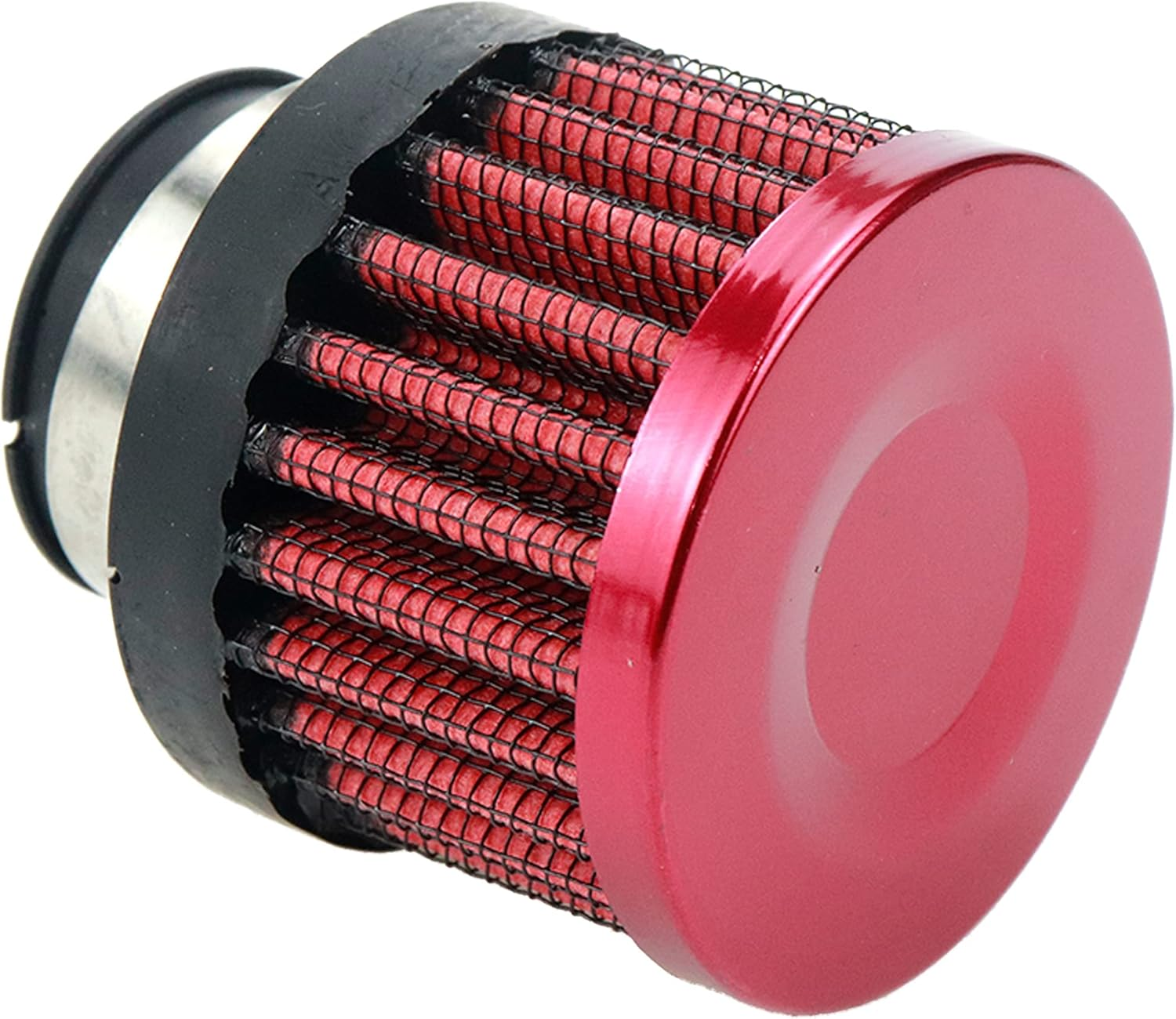 Modengzhe 24Mm Inlet Air Filter Replacement 21-38Mm Hose Clamp Cylindrical Air Mesh for Car Motorcycle ATV Cold Air Intake Modification (Red) image number 3
