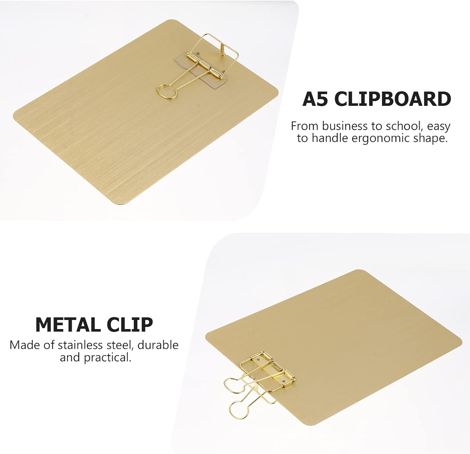 HOODANCOS 1Pc Clipboard Stainless Steel Clip Writing Pad for Schools Offices Restaurants Homes for Learning Painting Group Projects Holding