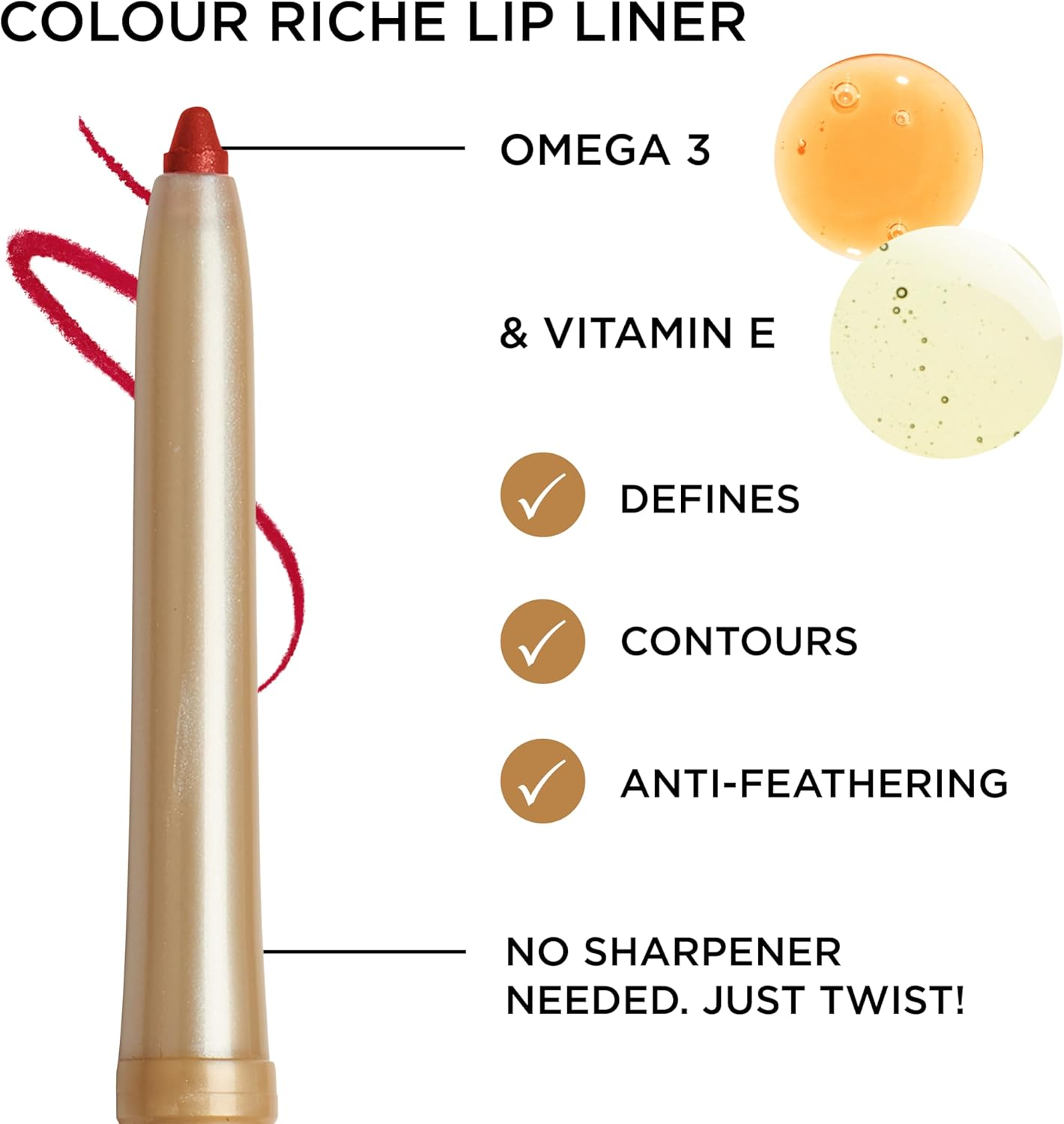 L&rsquo;Or&eacute;al Paris Cosmetics Colour Riche Lip Liner, Au Naturale, 0.007 Oz. image number 4