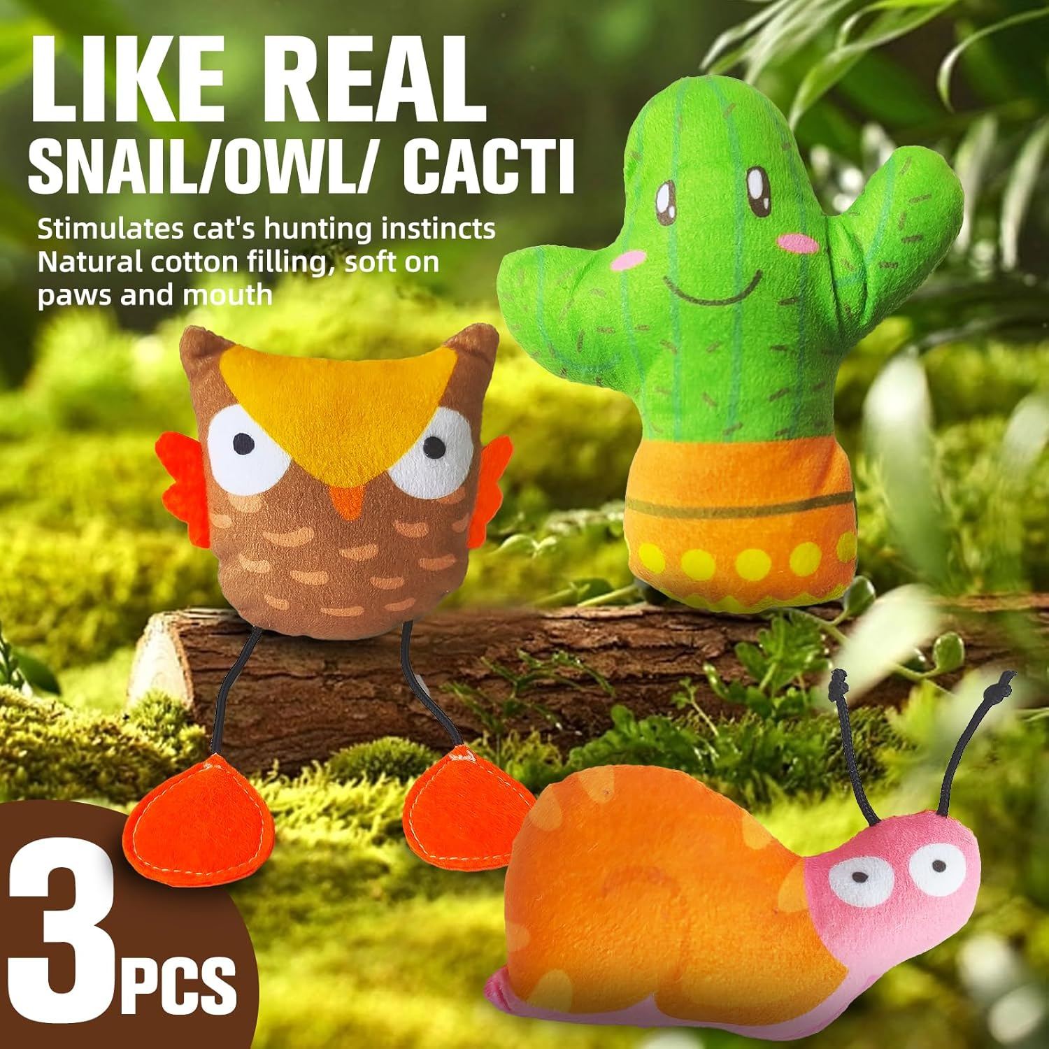 3PCS Realistic Cat Toys with Catnip &ndash; Lifelike Insect Plush Toys for Kittens, Durable Interactive Kicker Toys for Indoor Cats, Encourages Exercise & Play, Soft Biting & Hunting Fun image number 2