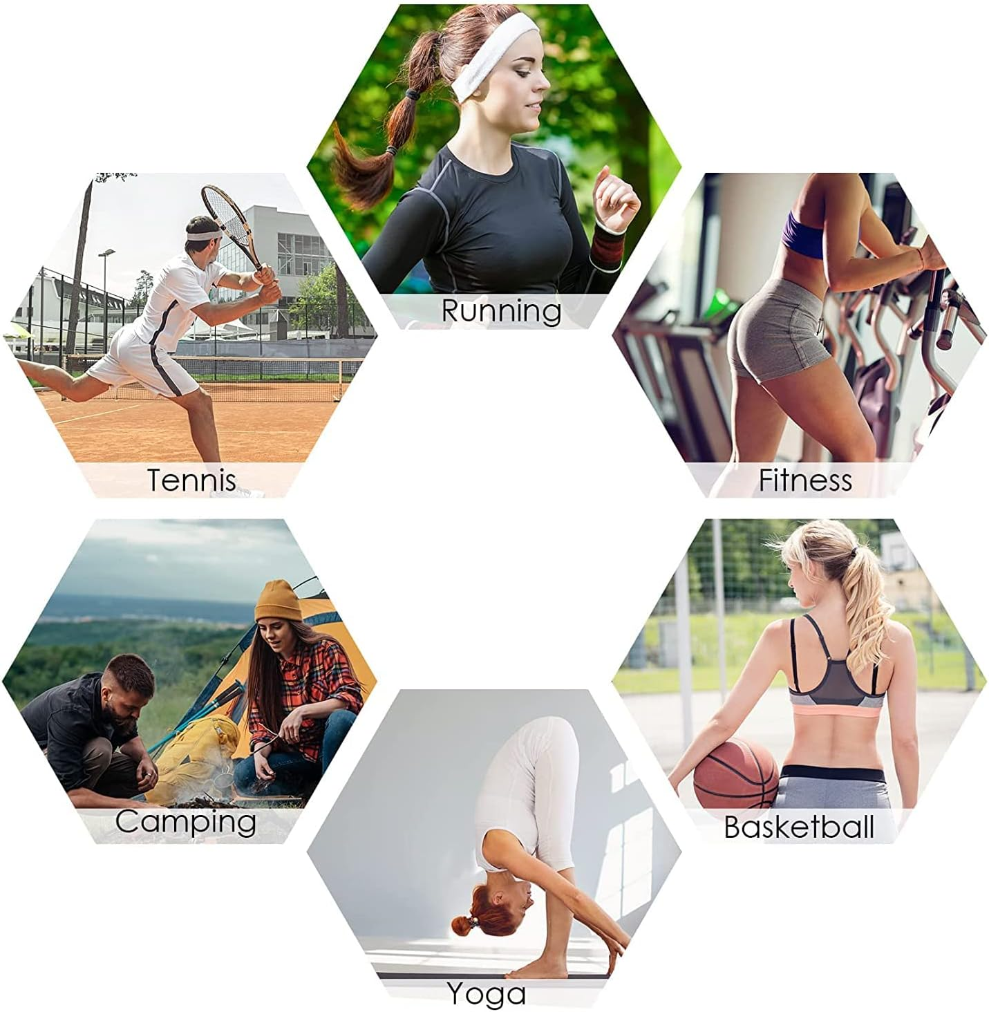 Witbicg Women'S Headbands, Sweatband, Forehead Sweatband, Head Sports Headband, Thin Sports Headband, Hair Band, Boys for Running, Cycling, Yoga, Elastic Moisture Wicking Pack of 6 image number 1