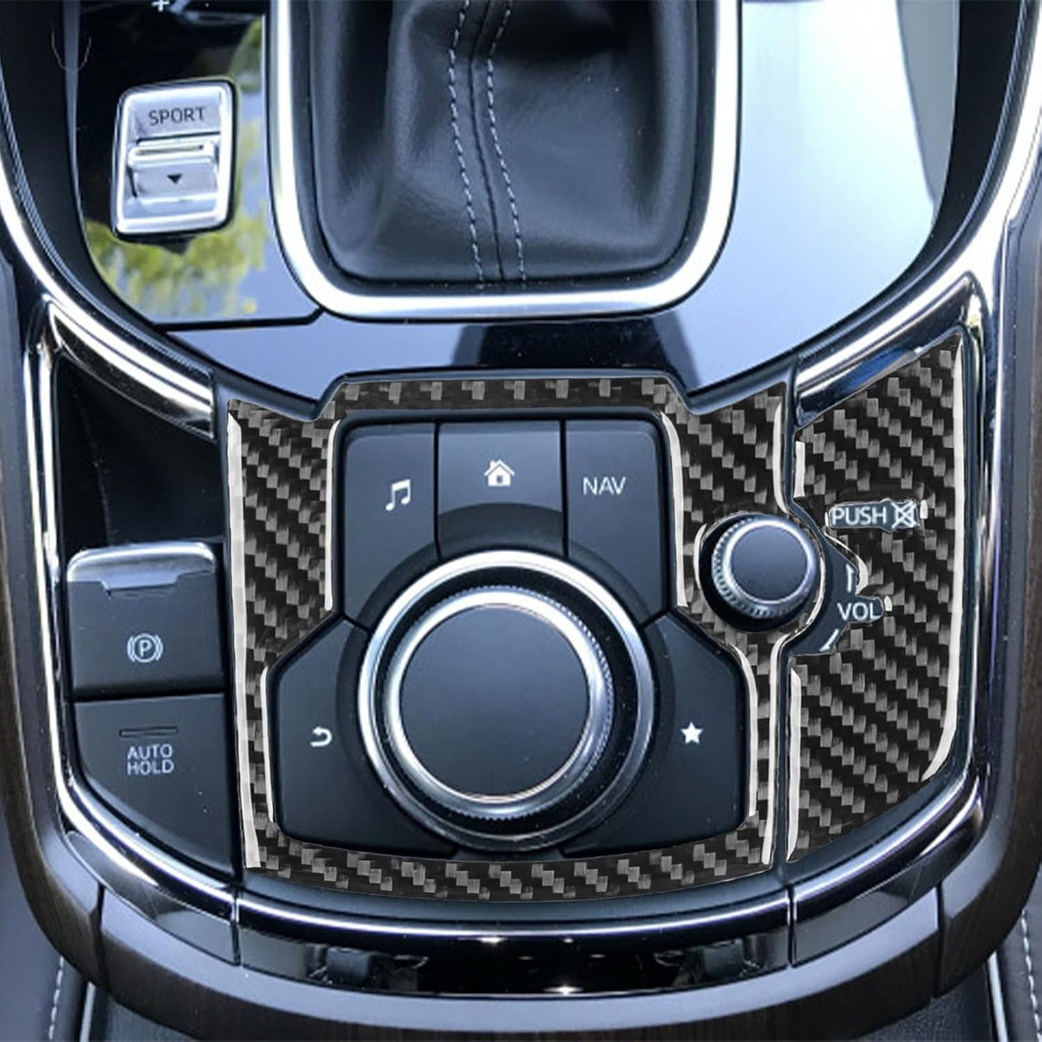 NVCNX Real Premium Carbon Fiber Car Center Console Panel Cover Trim Interior Accessories Compatible with Mazda CX9 CX-9 2020 2021 2022 2023 Black image number 5