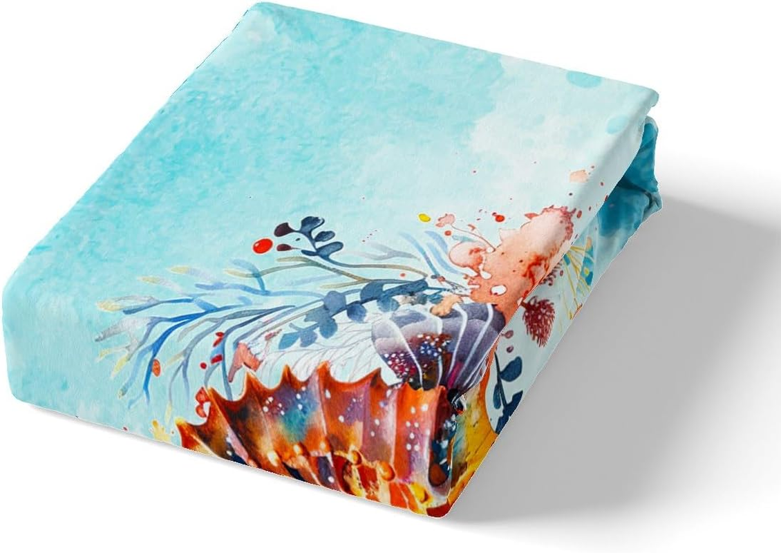 Feelyou Seahorse Sheet Set Queen Ocean Creature Themed Sheets with Deep Pocket Fitted Sheet Sea Creature Underwater World Bed Sheets Set Marine Life Sealife Bedding Set Room Decor Underwater Bed Set image number 5
