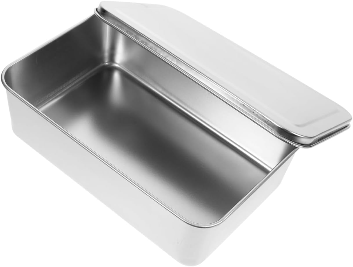 Alipis Stainless Steel Baking Pan with Lid Rectangle Cake Pan Lasagna Pan Metal Baking Tray Cake Box Bakeware for Brownies Cake