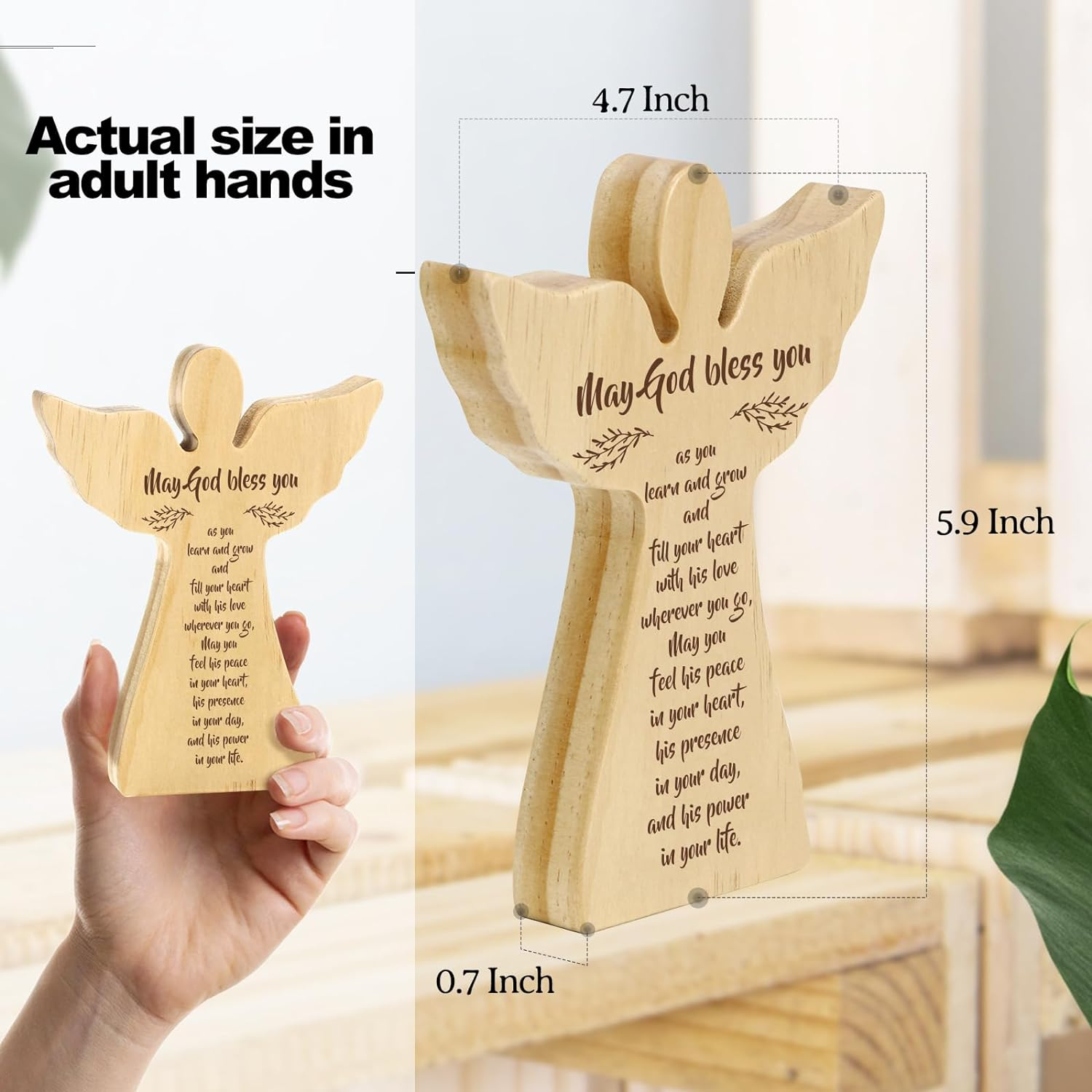 Baptism Gifts for Girl Boy, Baby Christening Gifts for Girls and Boy, Baby Gifts for Girls Boys, Confirmation Gifts for Boy Girl from New Parents, Wooden Angel Decorative Plaques image number 6