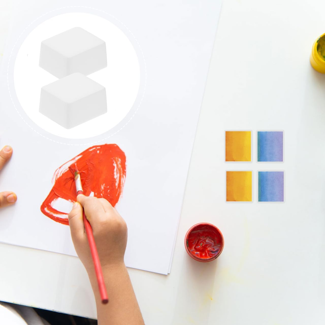 EXCEART 50Pcs Watercolor Half Pans White Plastic Empty Artist Paint Pan Travel Tin Case Palette for Oil Acrylic Painting Art Drawing Supplies (Pattern 1) image number 4