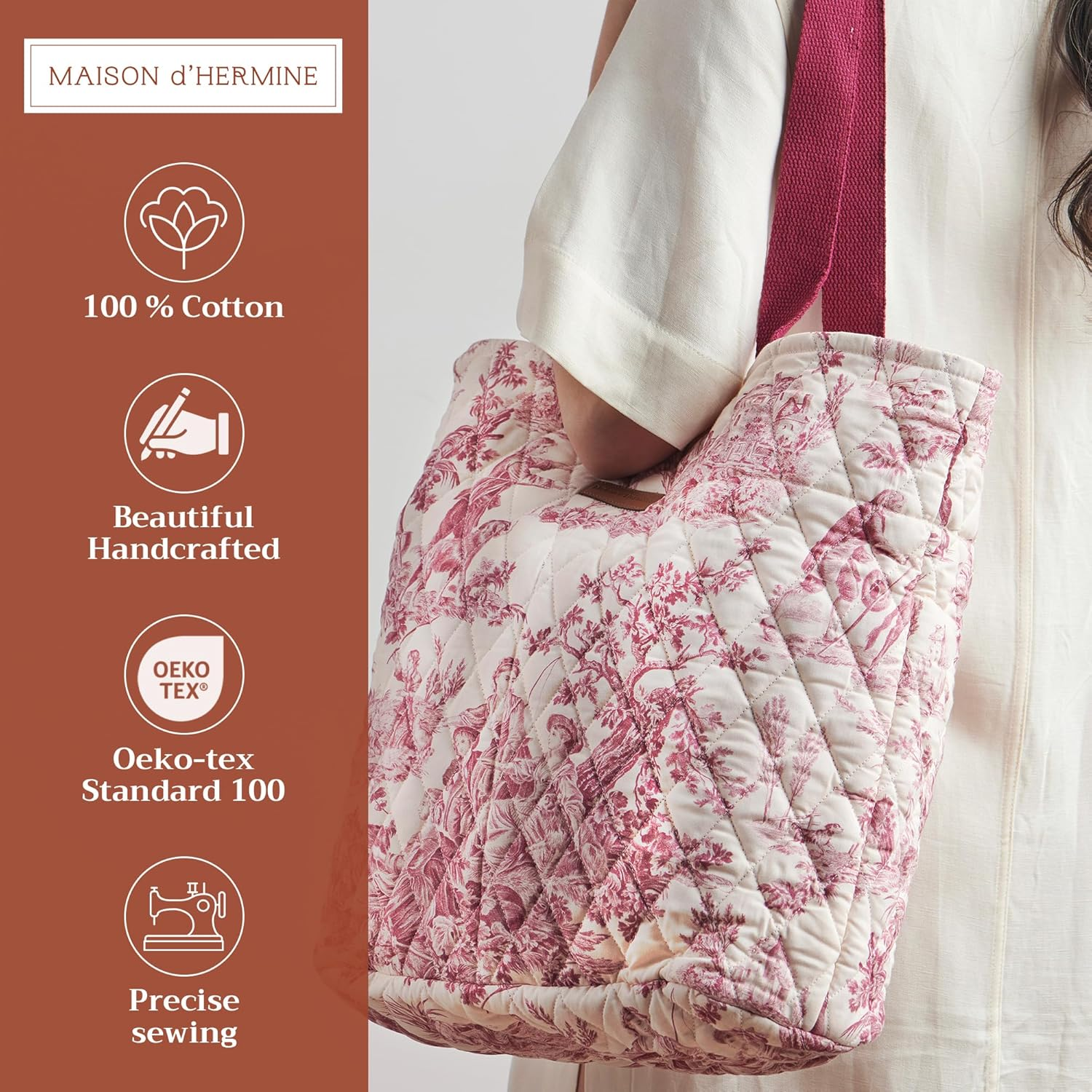 Maison D' Hermine 100% Cotton Shoulder Bag Casual Work Bag for Women Large Capacity Bags for Shopping Travel Beach Gym image number 2