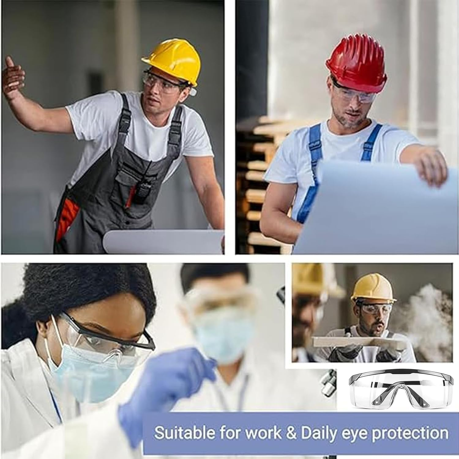 8 PCS Safety Glasses, Safety Goggles, Black Frame Clear Lens Goggles, Shooting Glasses, Premium Cycling Glasses for Men and Women, Lightweight Protective Eyewear for Work and Outdoor Activities image number 3