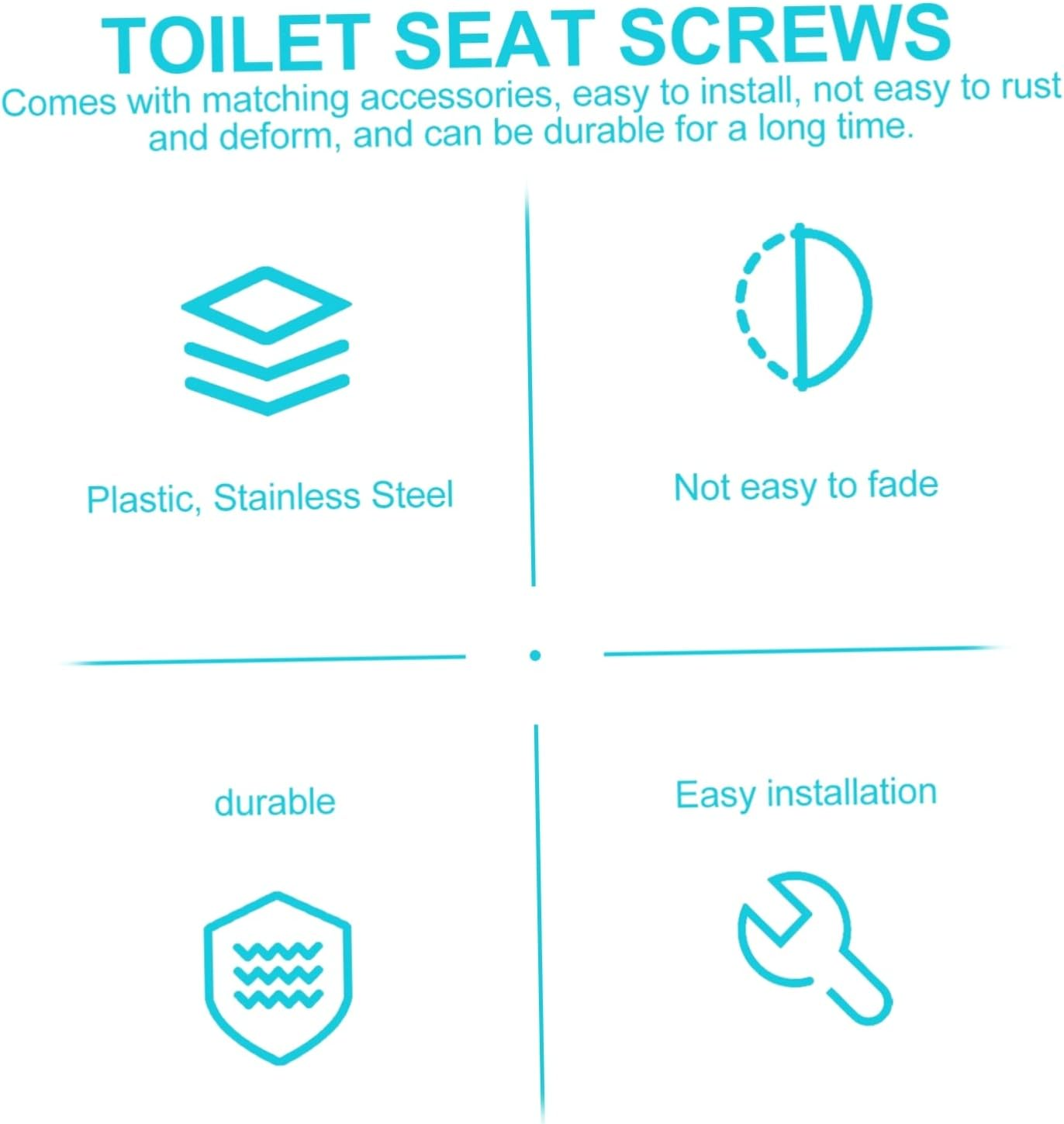 TEHAUX 2Pcs Professional Toilet Lid Fixing Screws Toilet Seat Accessories Replacement Hinge Bolts for Bathroom Wc image number 3