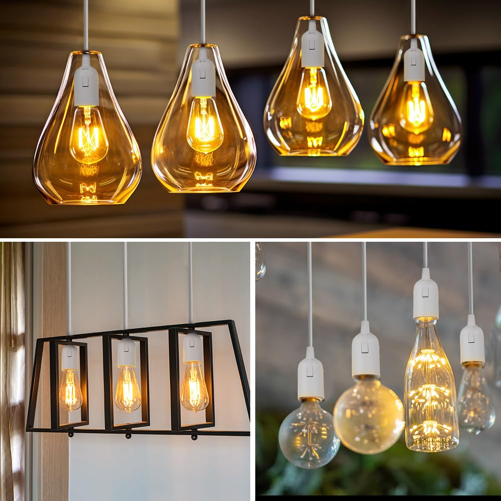 AUAUY Pack of 4 E27 Lamp Holder with Cable Construction Socket, E27 Renovation Socket, Construction Site Socket E27 + VDE Voltage Tester, E27 Lamp Holder with Plug-In Terminal, E27 Replacement image number 2