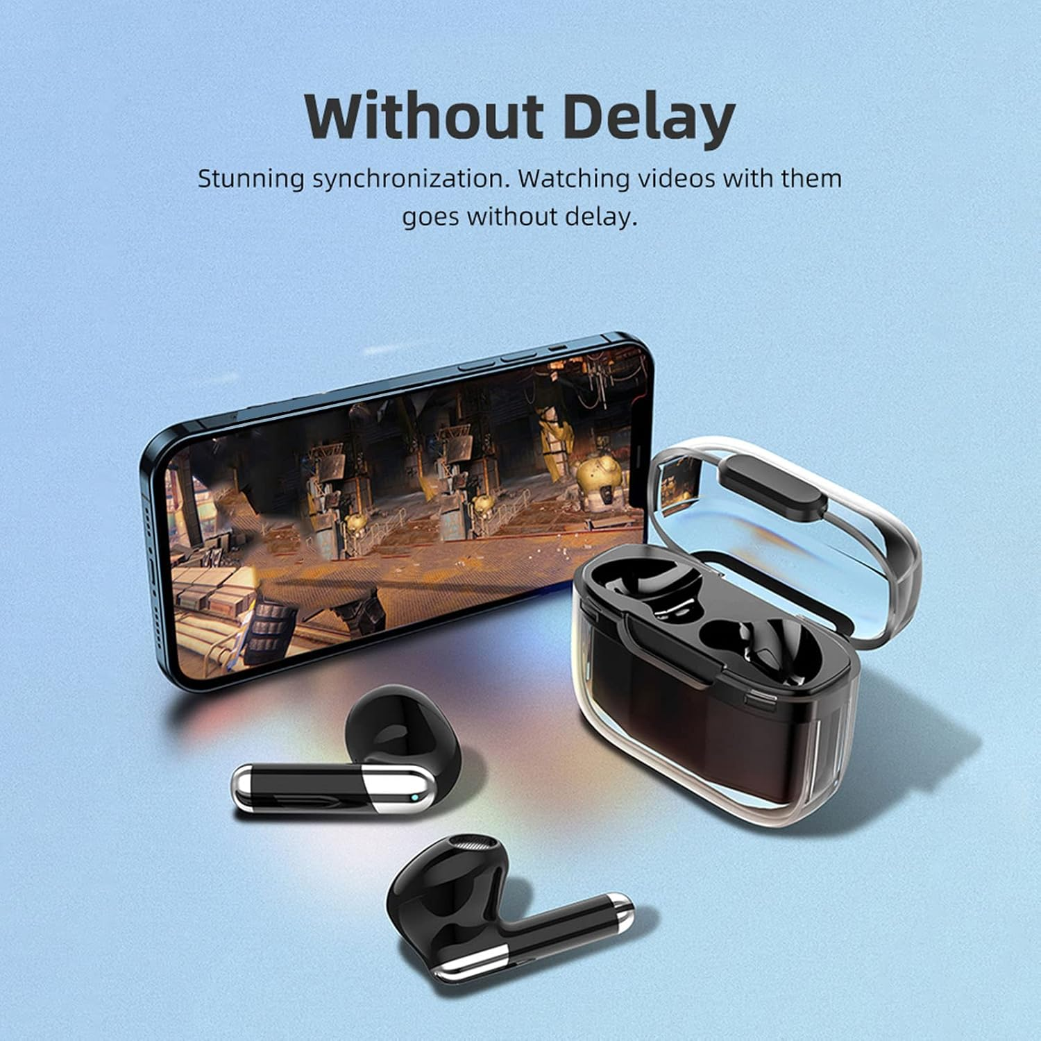 Voice Translator Earbuds, Bluetooth Two-Way Translator Device with App, Support 144 Languages, 3 Translation Modes, Translator Headphones for Learning on Travel image number 1
